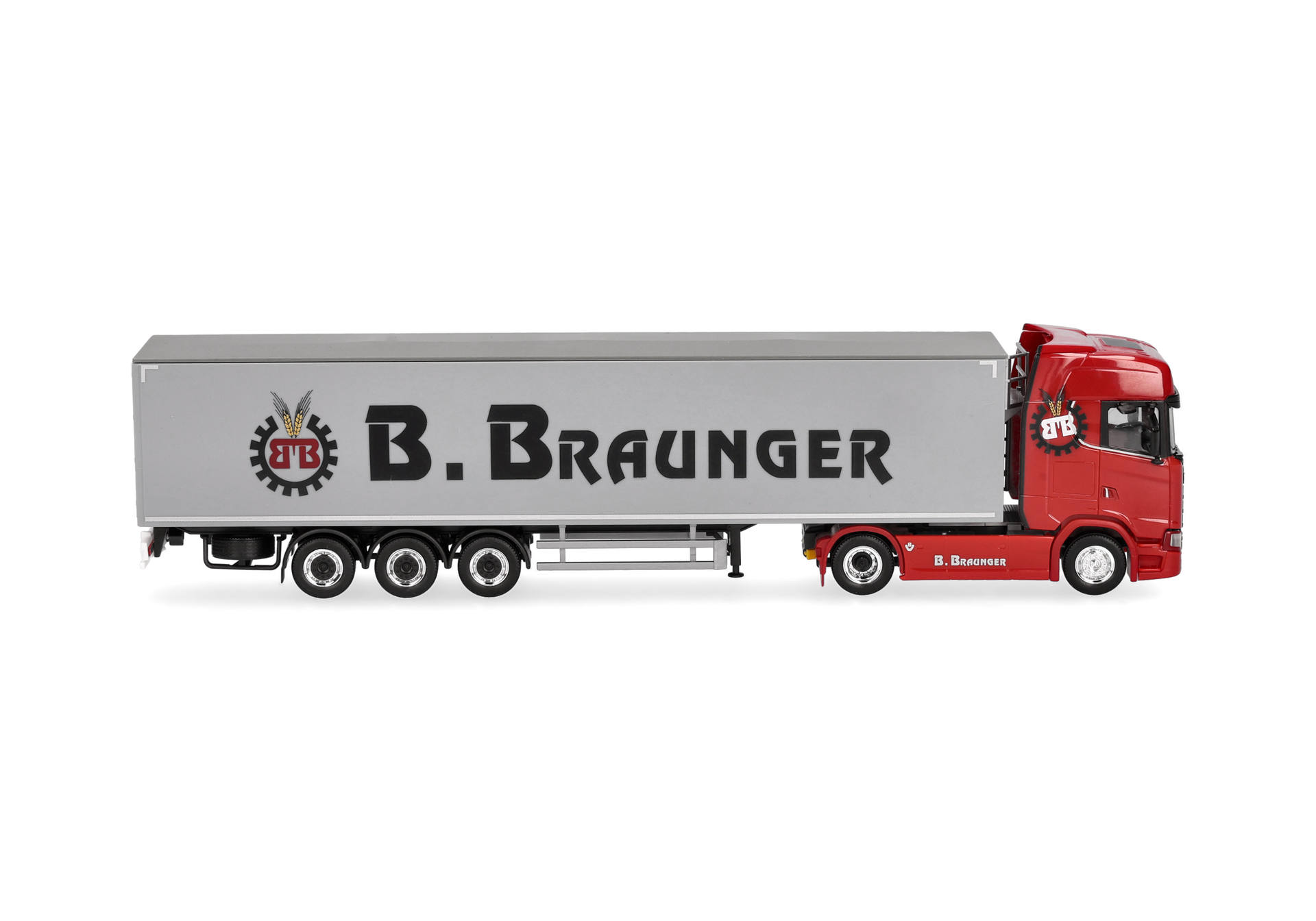 Herpa 321136 | Scania CS 20 Hochdach | Schubboden-Sattelzug | Braunger | 1:87