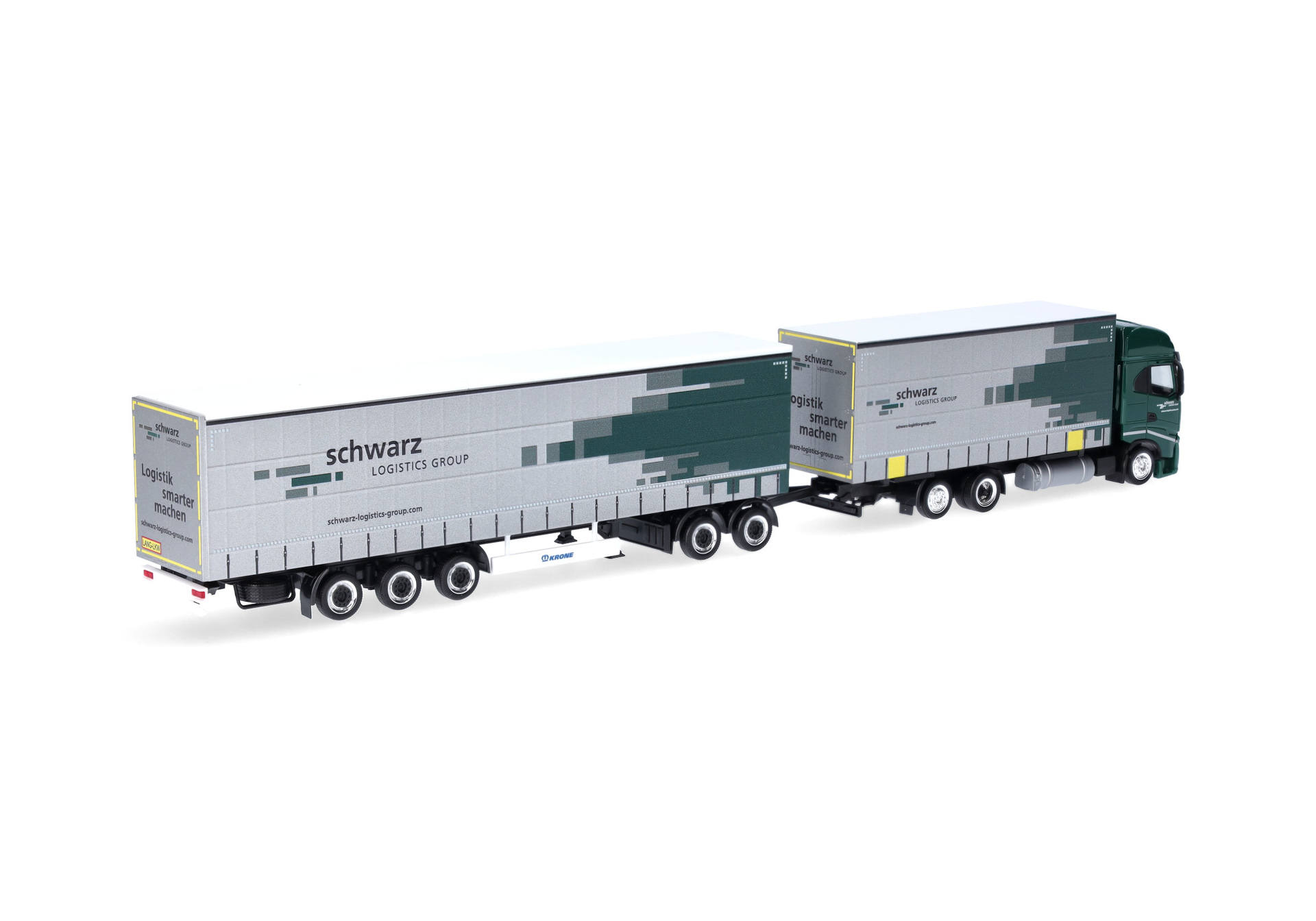 Herpa 319607 | Iveco S-Way Gardinenplanen-Hängerzug | "Spedition Schwarz" | 1:87