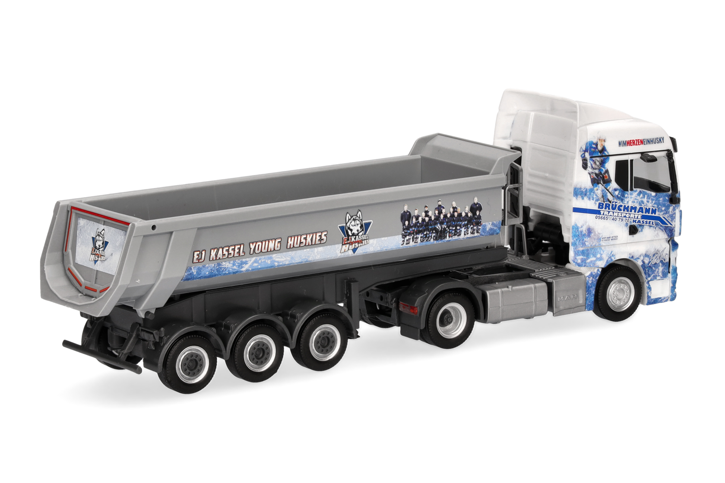 Herpa 318044 | MAN TGX GM Rundmulden-Sattelzug | Brückmann/Kassel Huskies | 1:87