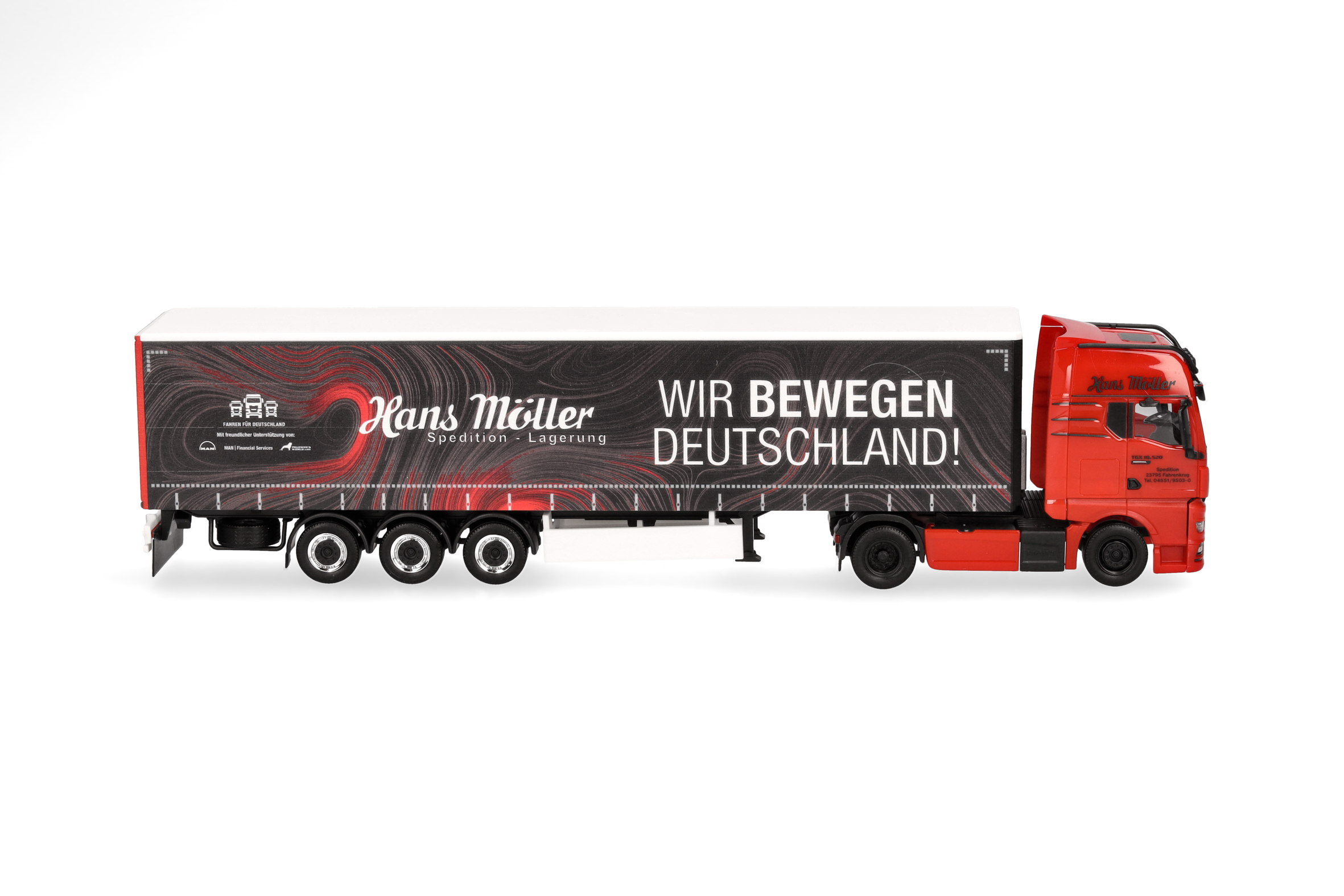 Herpa 319669 | MAN TGX GX Gardinenplanen-Sattelzug | Hans Möller/Wir bewegen Deutschland | 1:87