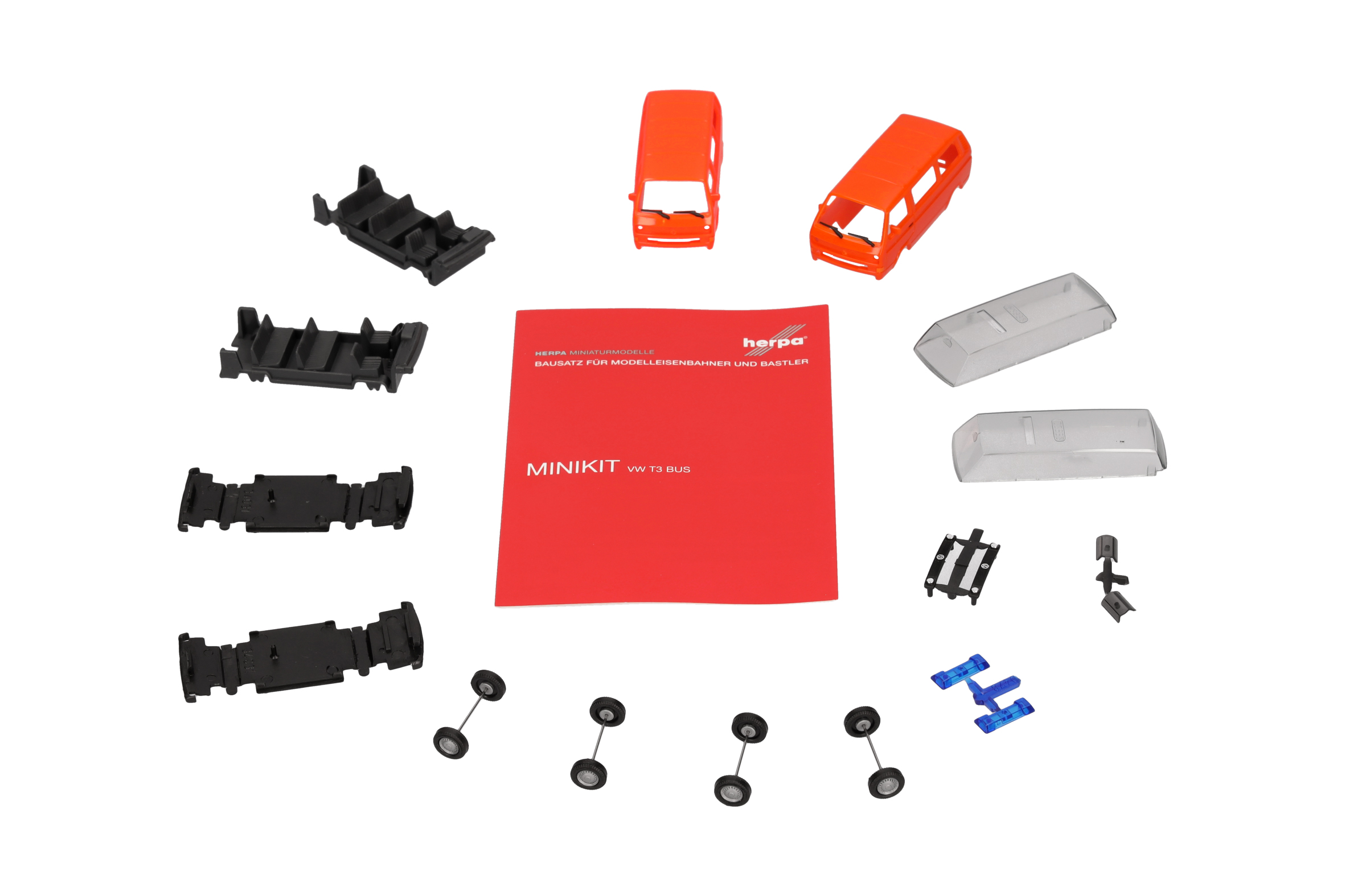 Herpa MiniKit 013093-006 | Volkswagen (VW) T3 Bus |  leuchtrot und orange | 2 Stk. | 1:87