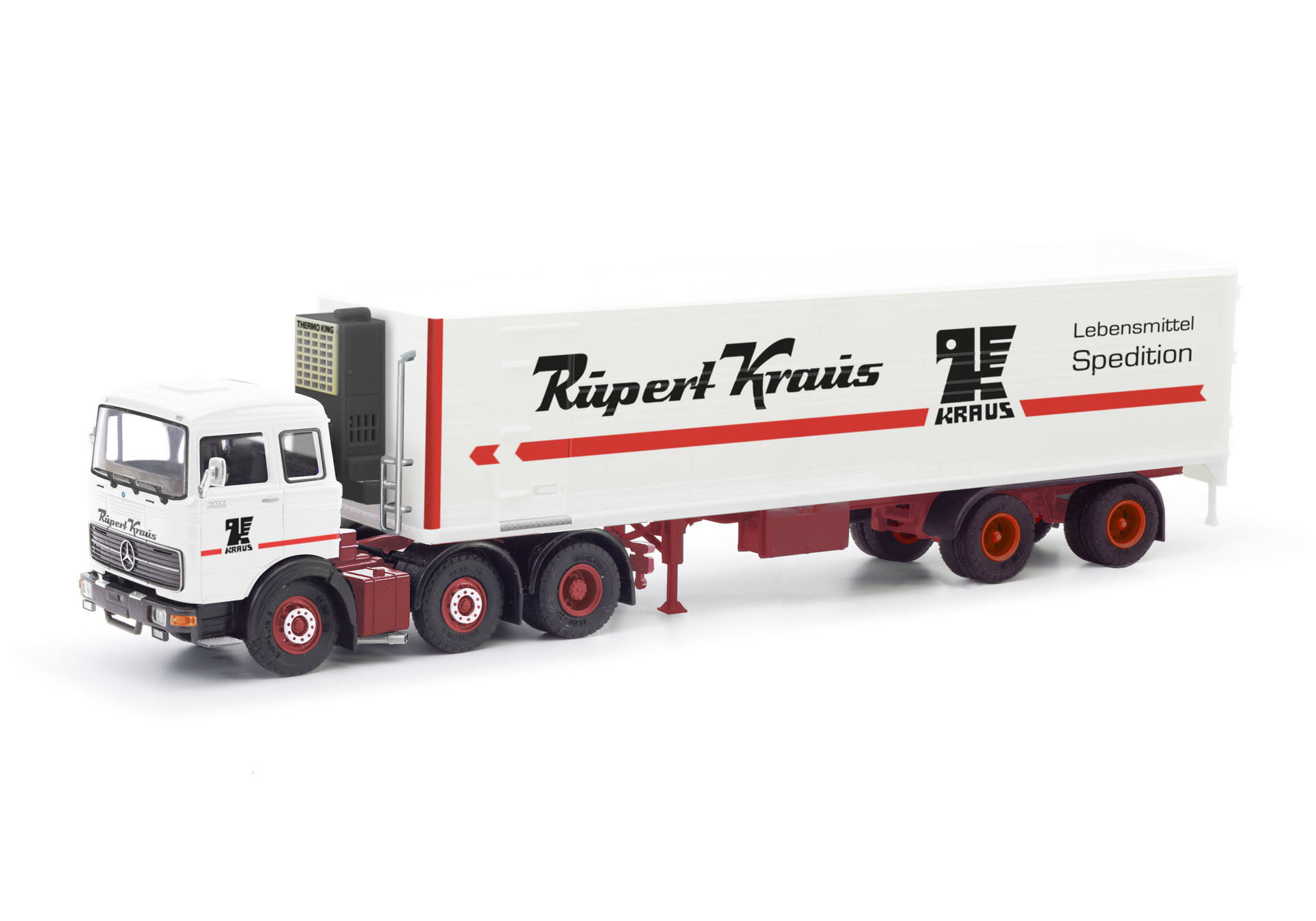 Herpa/Schwarz 87MBS026307 | Mercedes-Benz LPS 2032 | Kühlkoffer-Sattelzug | Rupert Kraus | 1:87