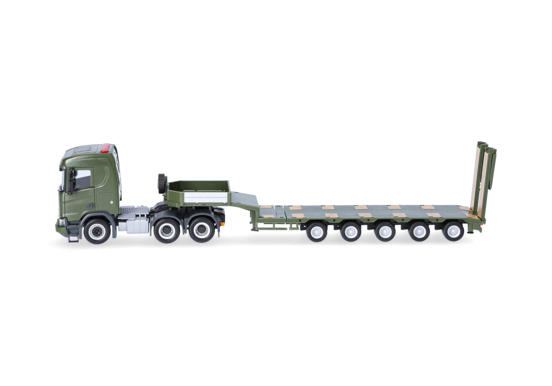 Herpa 747332 | Scania CR 20 Niedrigdach Semitieflade-Sattelzug | Tschechische Armee| 1:87