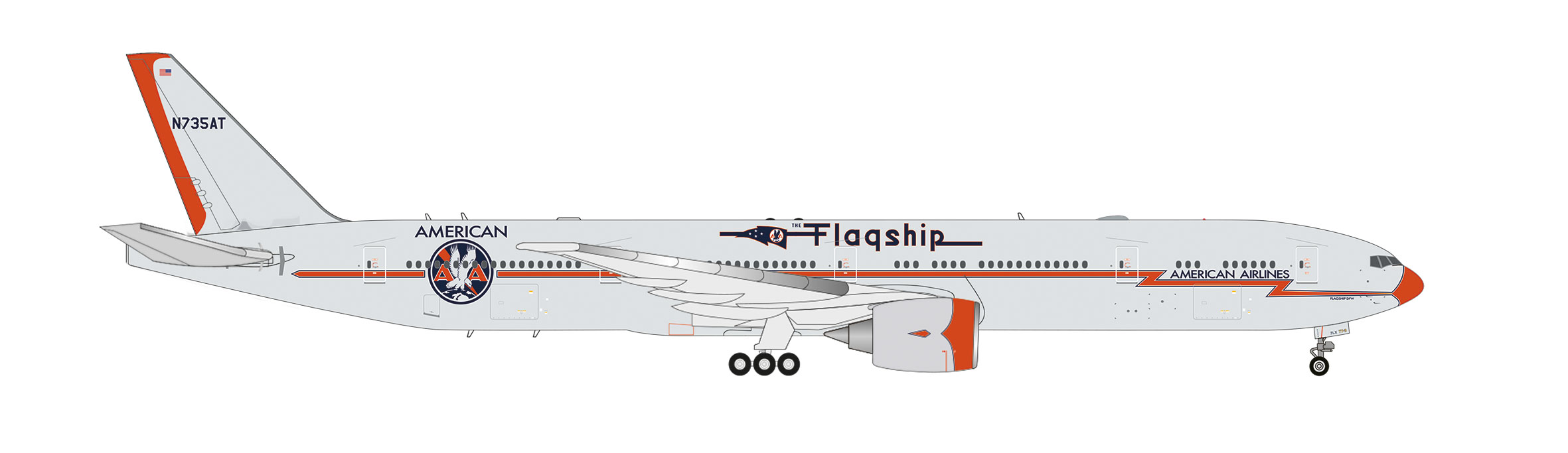 Herpa Wings SF 614896 | American Airlines Boeing 777-300ER | Flagship Heritage Livery | N735AT | 1:200
