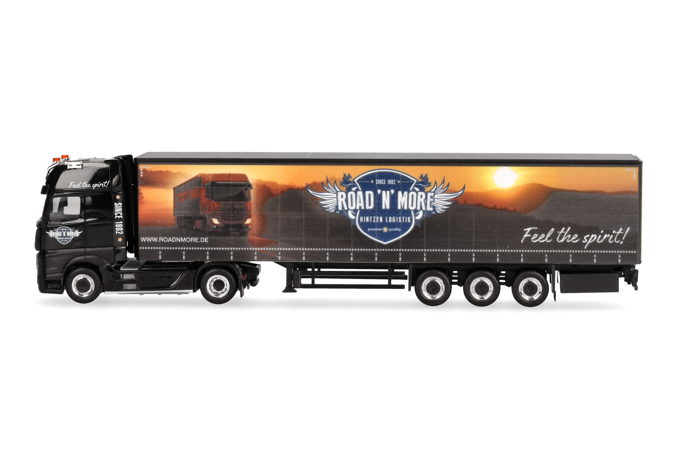 Herpa 958851 | MB Actros L Gigaspace Gardinenplanen-Sattelzug | RNM-Showtruck/Hintzen Logistik  | 1:87