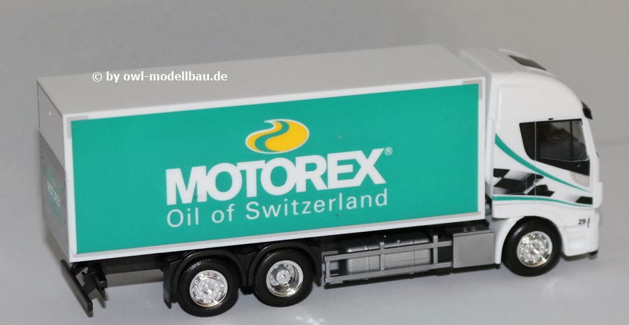 Herpa 944298 - Iveco Stralis XP Koffer-LKW - Motorex (CH). 1:87