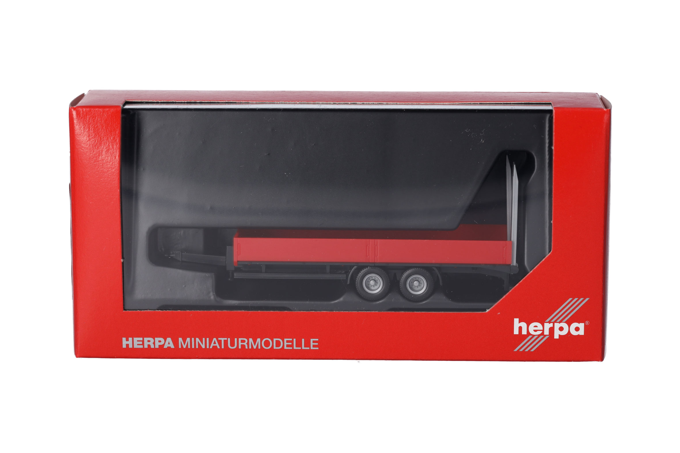 Herpa 076913-002 | LKW Tiefladetandemanhänger mit Auffahrrampen 2achs, rot | 1:87