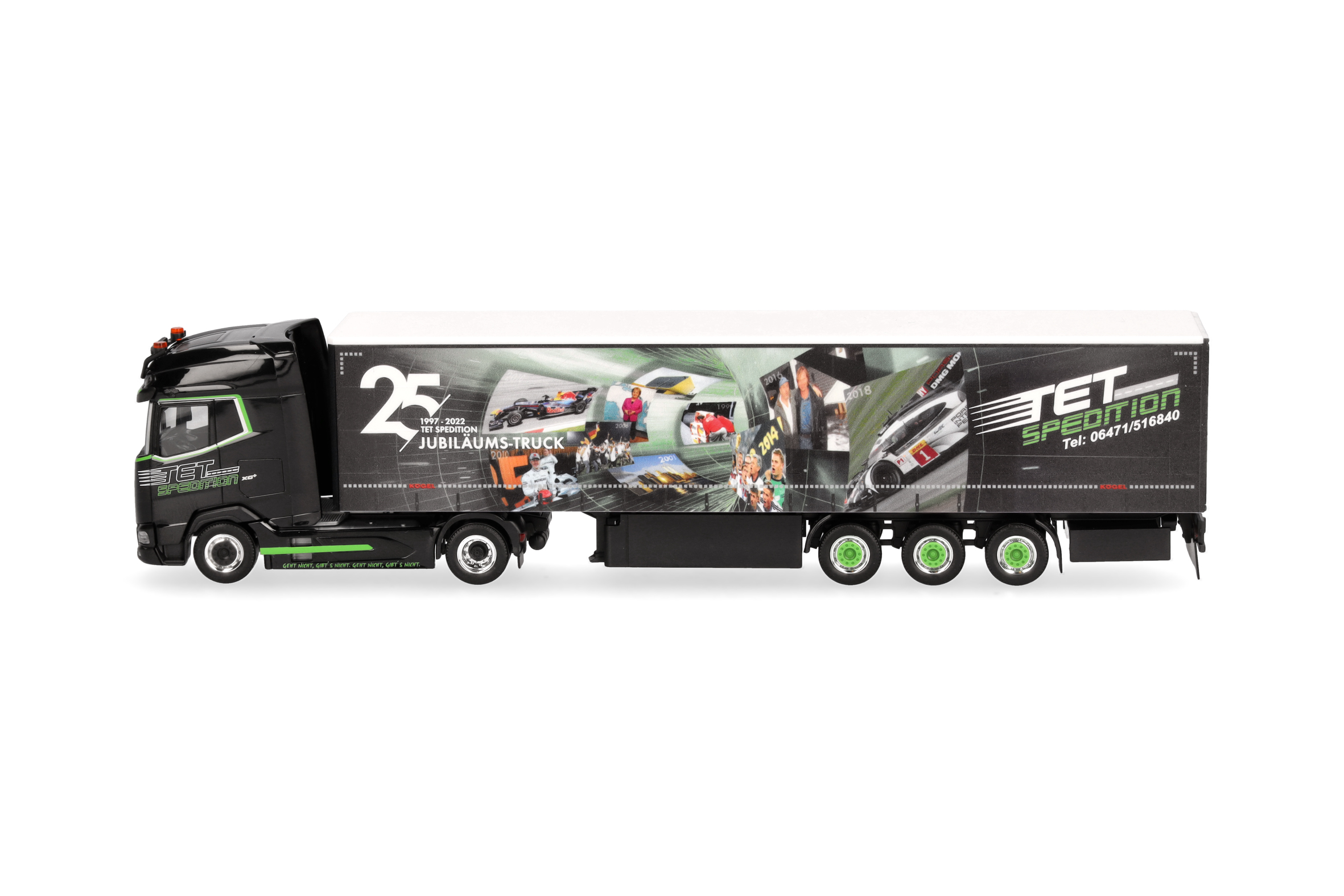 Herpa 318907 | Scania CR 20 HD | DAF XG+ Gardinenplanen-Sattelzug | TET/Jubiläum | 1:87