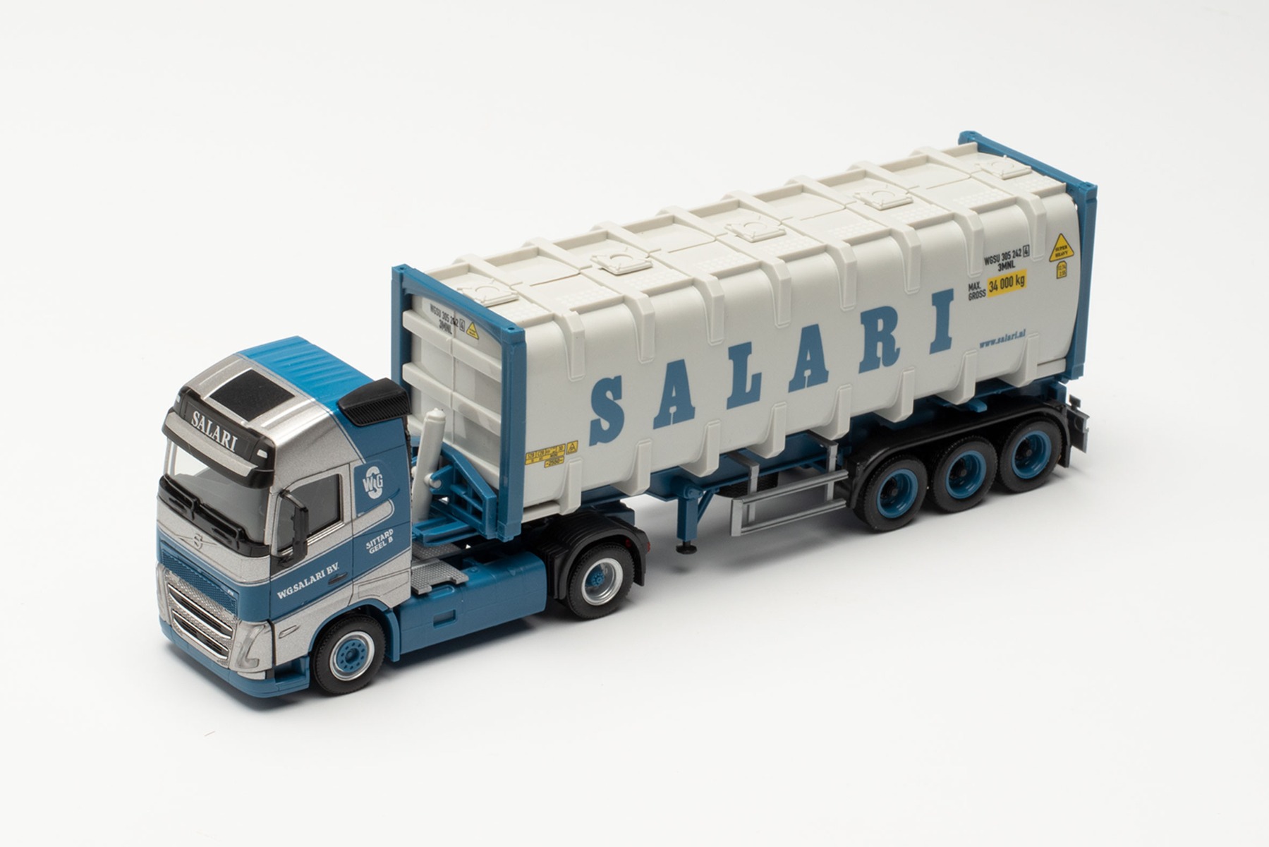 Herpa 314718 - Volvo FH Gl. 2020 30 ft. Bulkcontainer-Sattelzug/30 ft. bulkcontainer trailer - Salari (NL/Sittard). 1:87