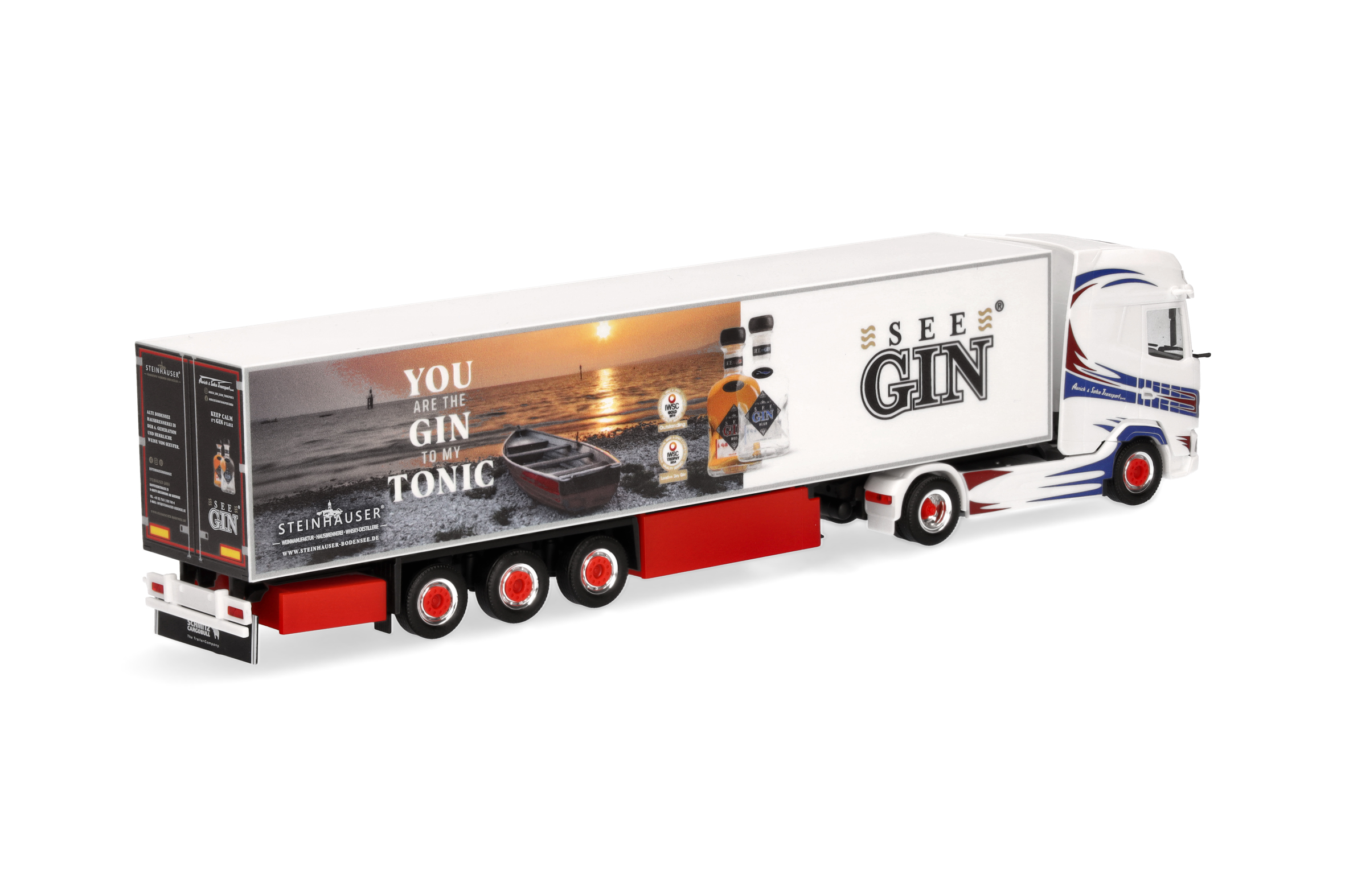Herpa 319034 | DAF XG+ Kühlkoffer-Sattelzug | Aurich & Sohn Transport GmbH/SEE GIN | 1:87