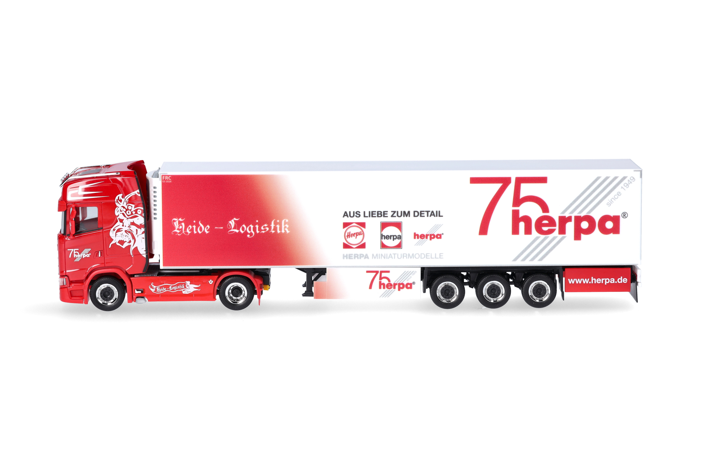 Herpa 317733 | Scania CS20 HD Kühlkoffer-Sattelzug | Heide Logistik / 75 Jahre Herpa | 1:87