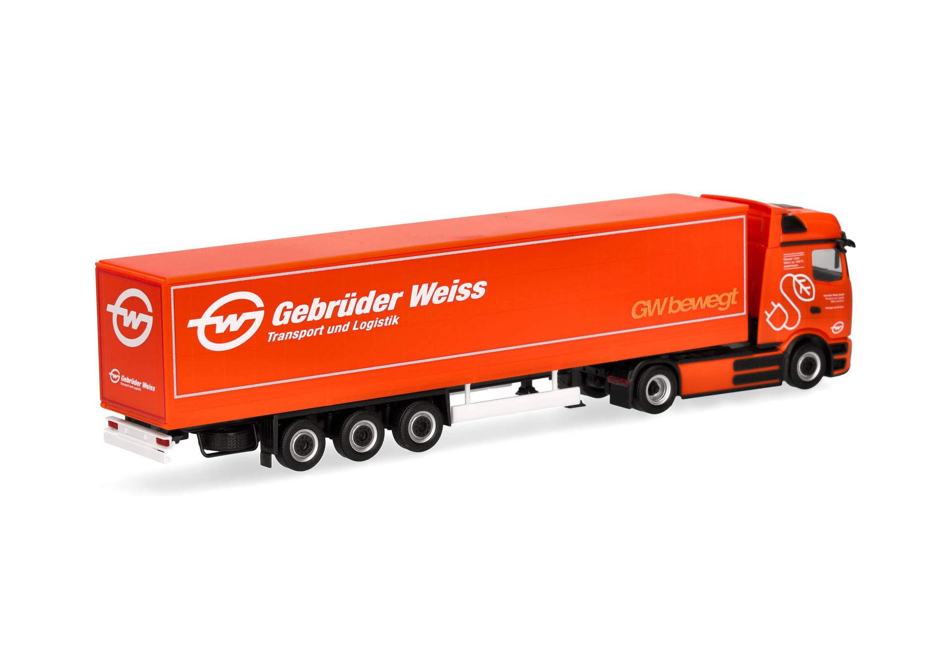 Herpa 320177 | MB eActros 600 ProCabin Bigspace Planen-Sattelzug | Gebrüder Weiss | 1:87