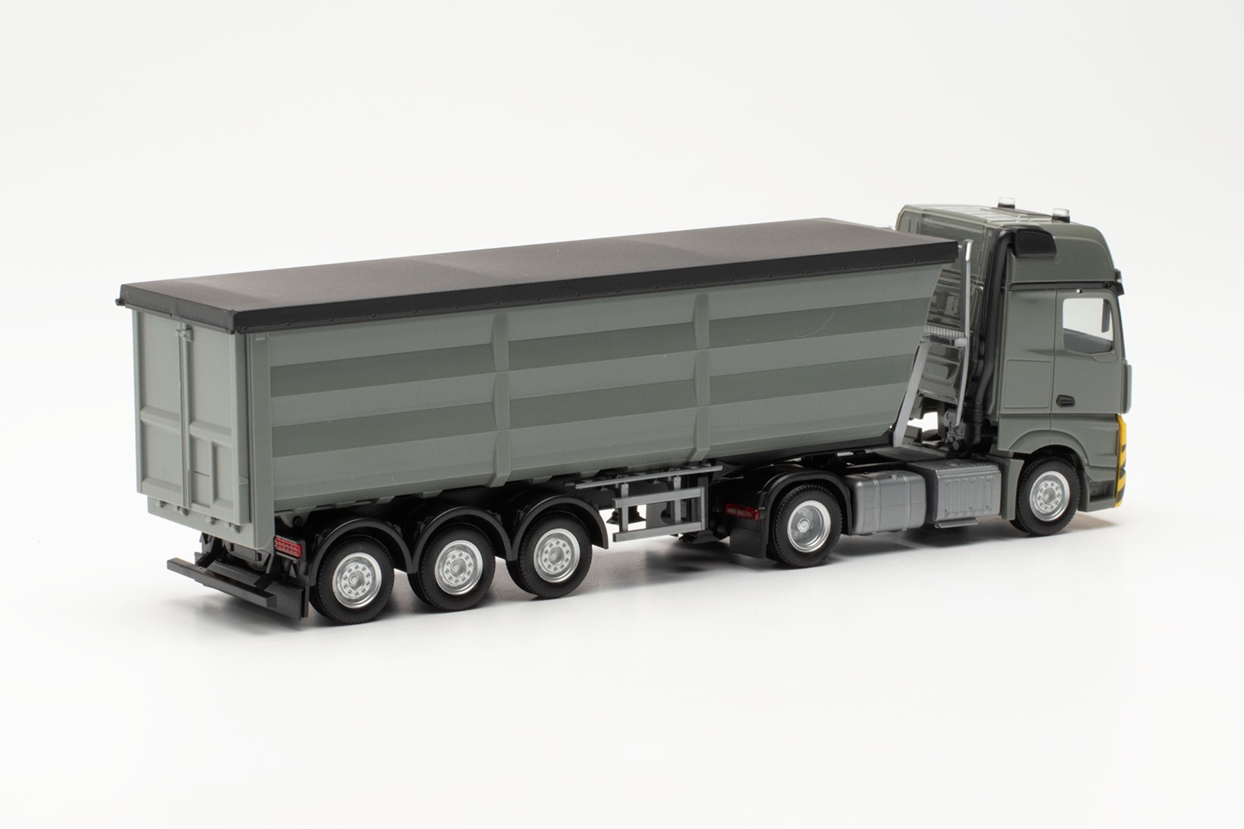 Herpa 316545 | Mercedes-Benz Actros L | Stahlrundmulden-Sattelzug | grau/gelb | 1:87