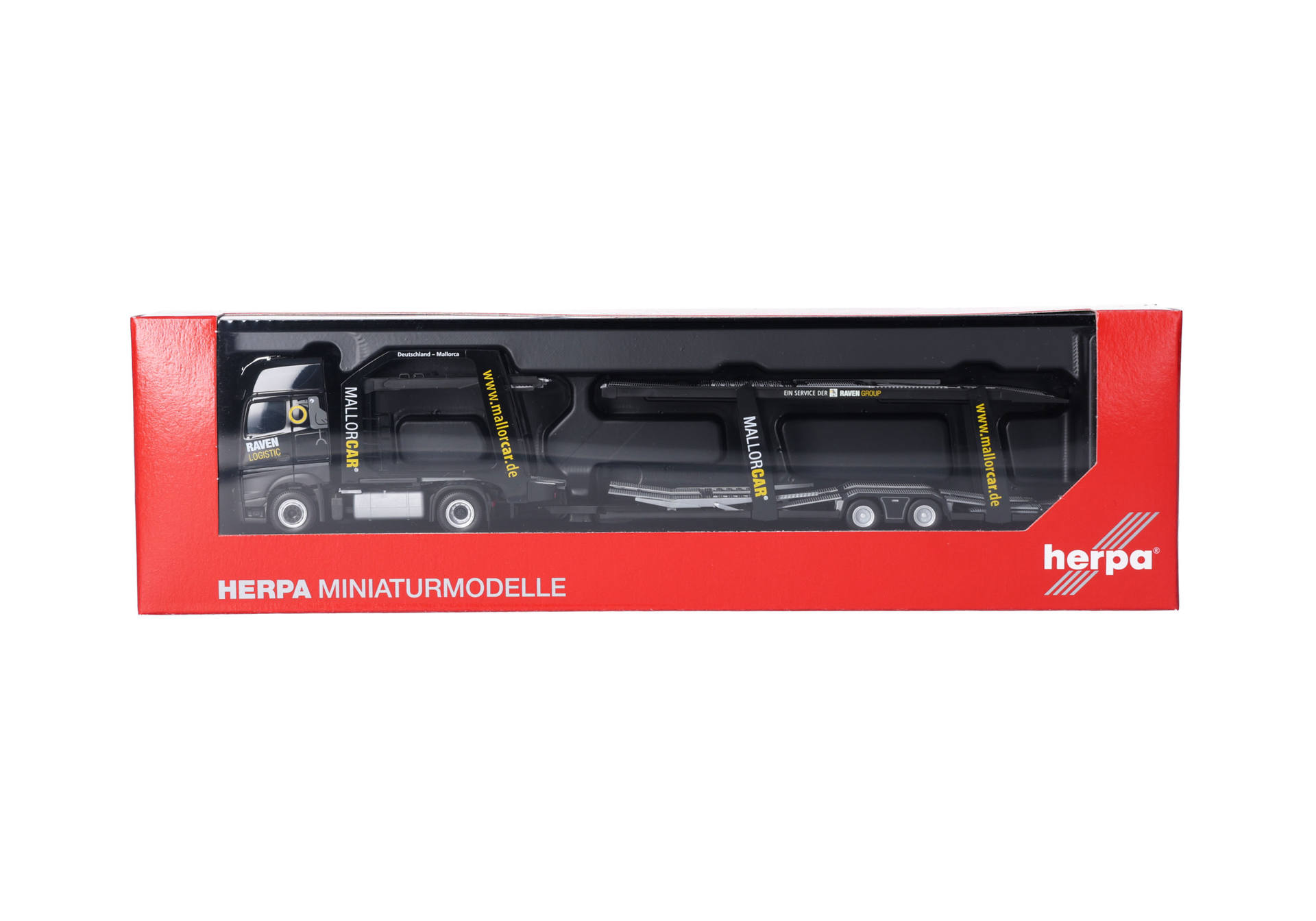 Herpa 321372 | MB Actros L 18 Gigaspace Autotransporter-Hängerzug | Raven Logistic | 1:87