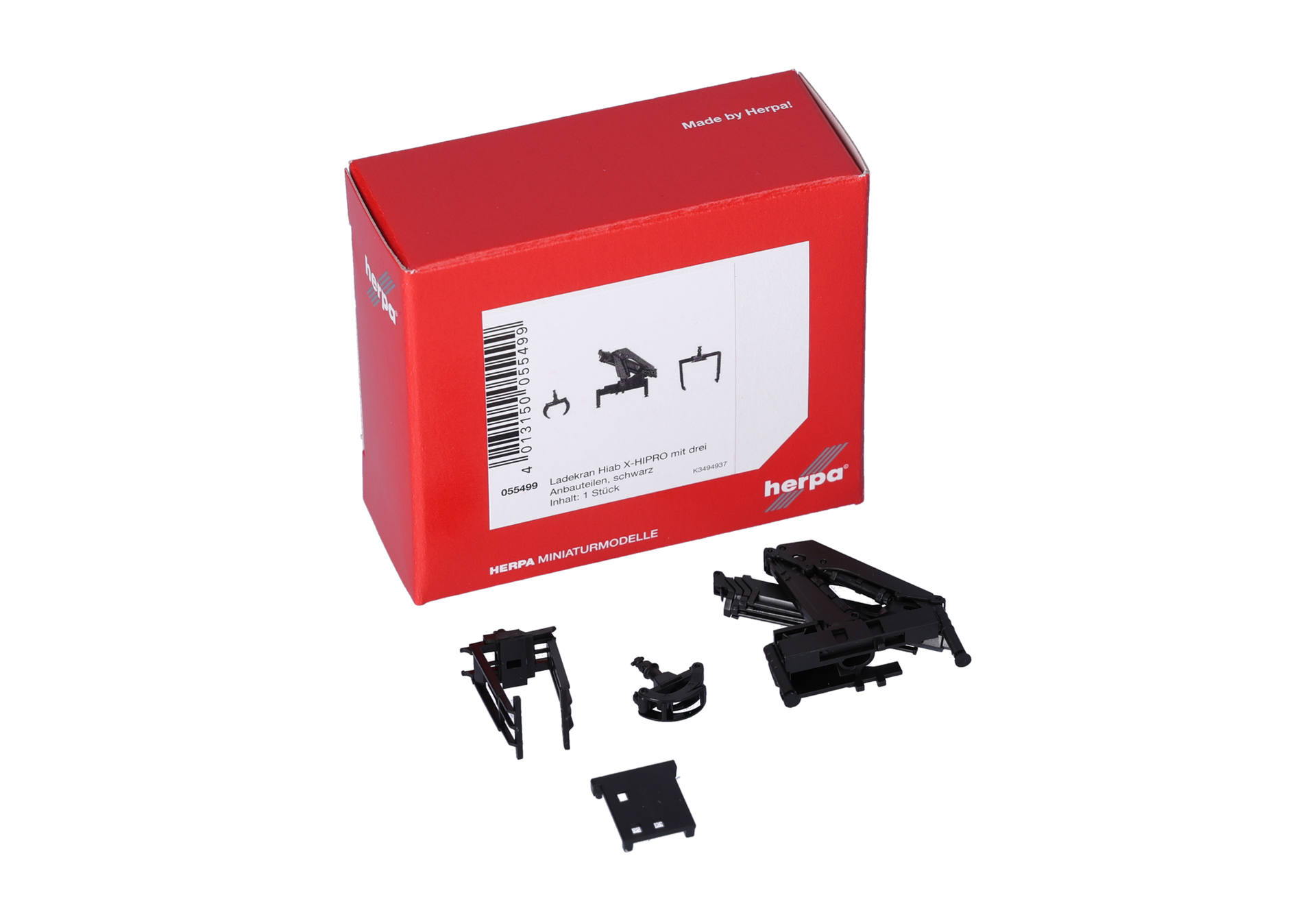 Herpa Zubehör 055499 | Ladekran Hiab X-Hypro mit drei Anbauteilen | schwarz | 1:87