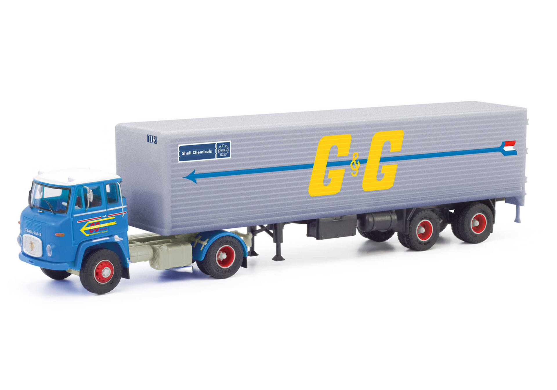 Herpa/Schwarz 87MBS026222 | Scania Vabis LB 76 | Koffer-Sattelzug | Goedkoop & De Geus | 1:87