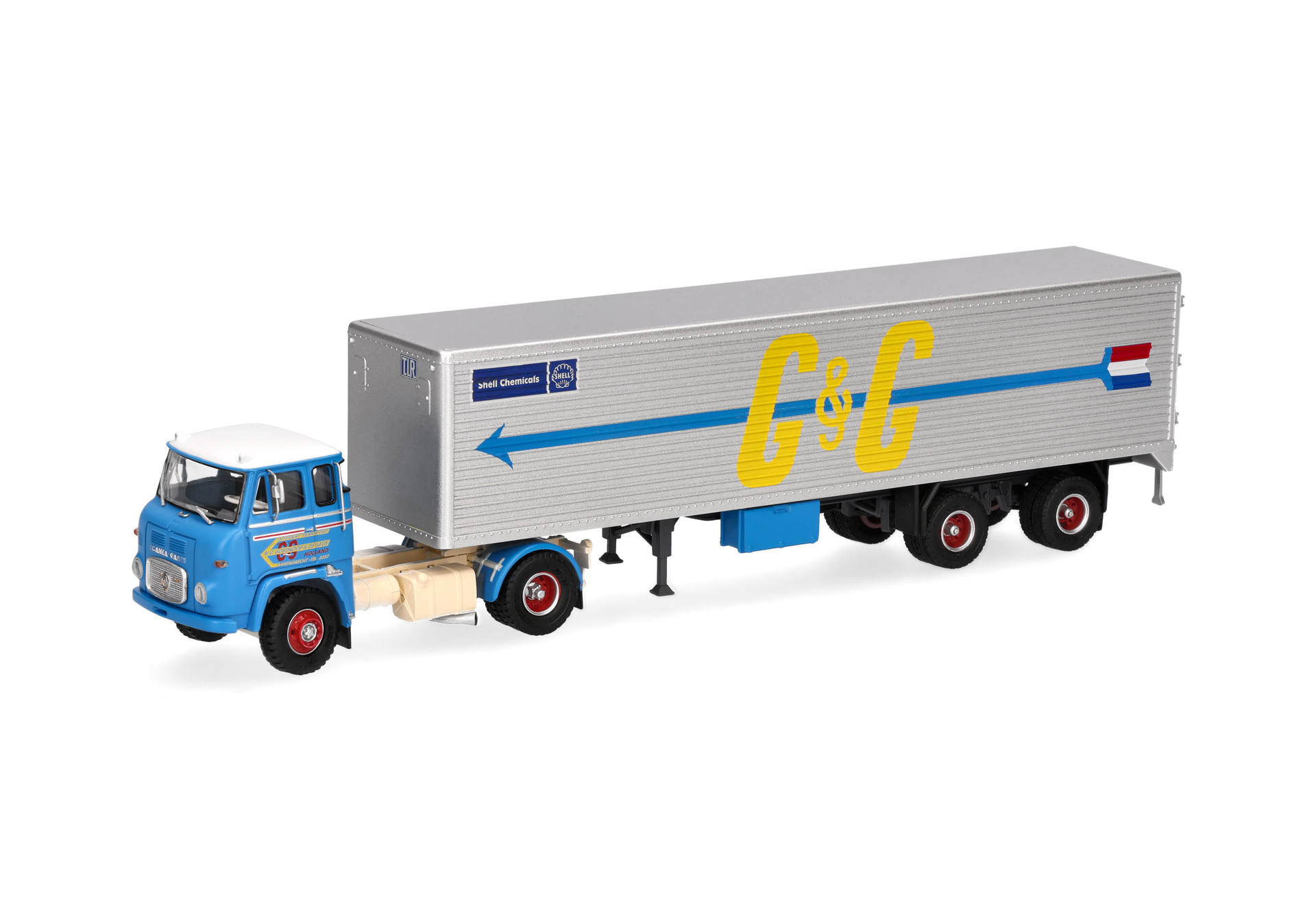 Herpa/Schwarz 87MBS026222 | Scania Vabis LB 76 | Koffer-Sattelzug | Goedkoop & De Geus | 1:87