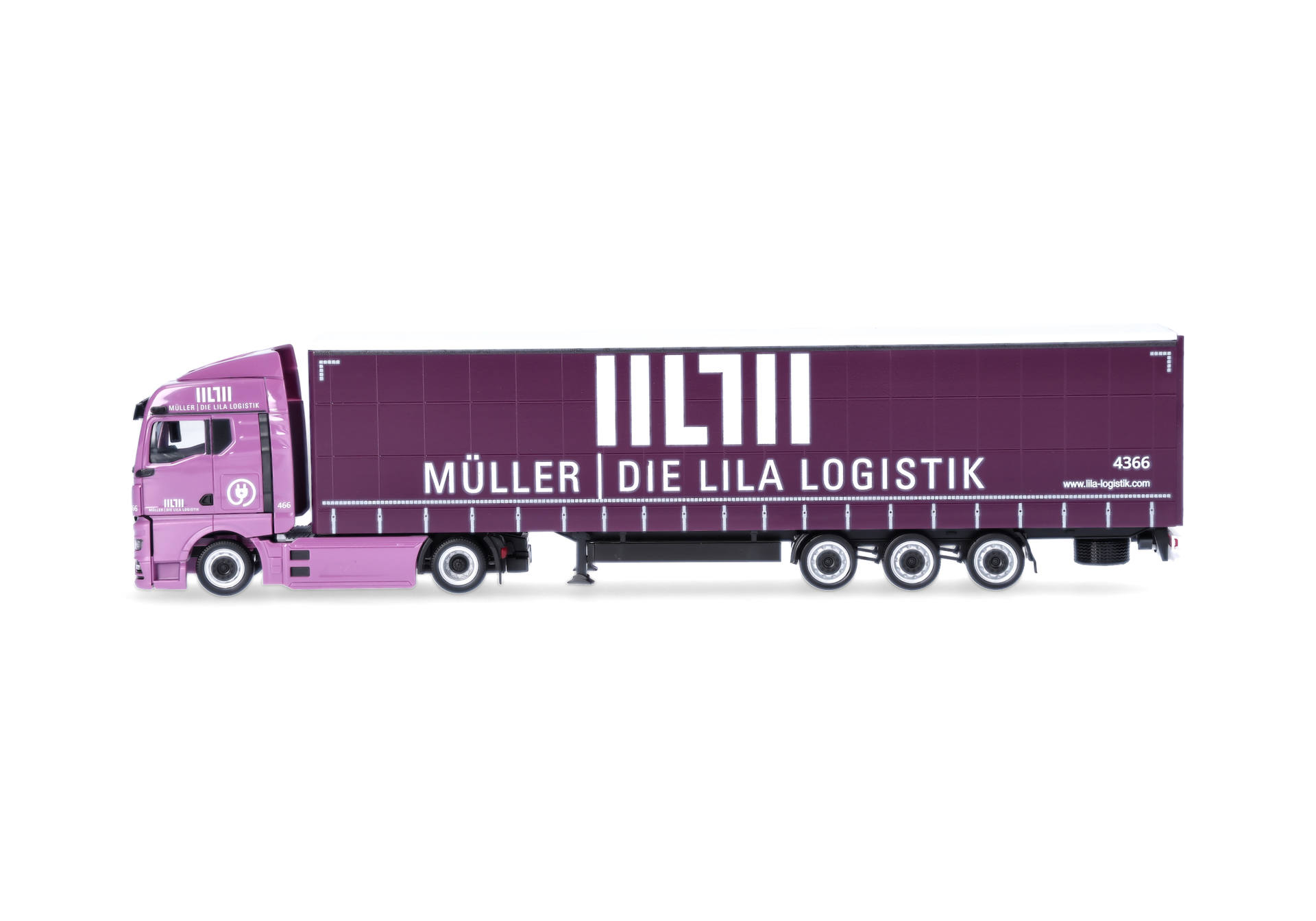 Herpa 320801 | MAN eTGX GM | Volumenplanen-Sattelzug | Müller - Die lila Logistik | 1:87