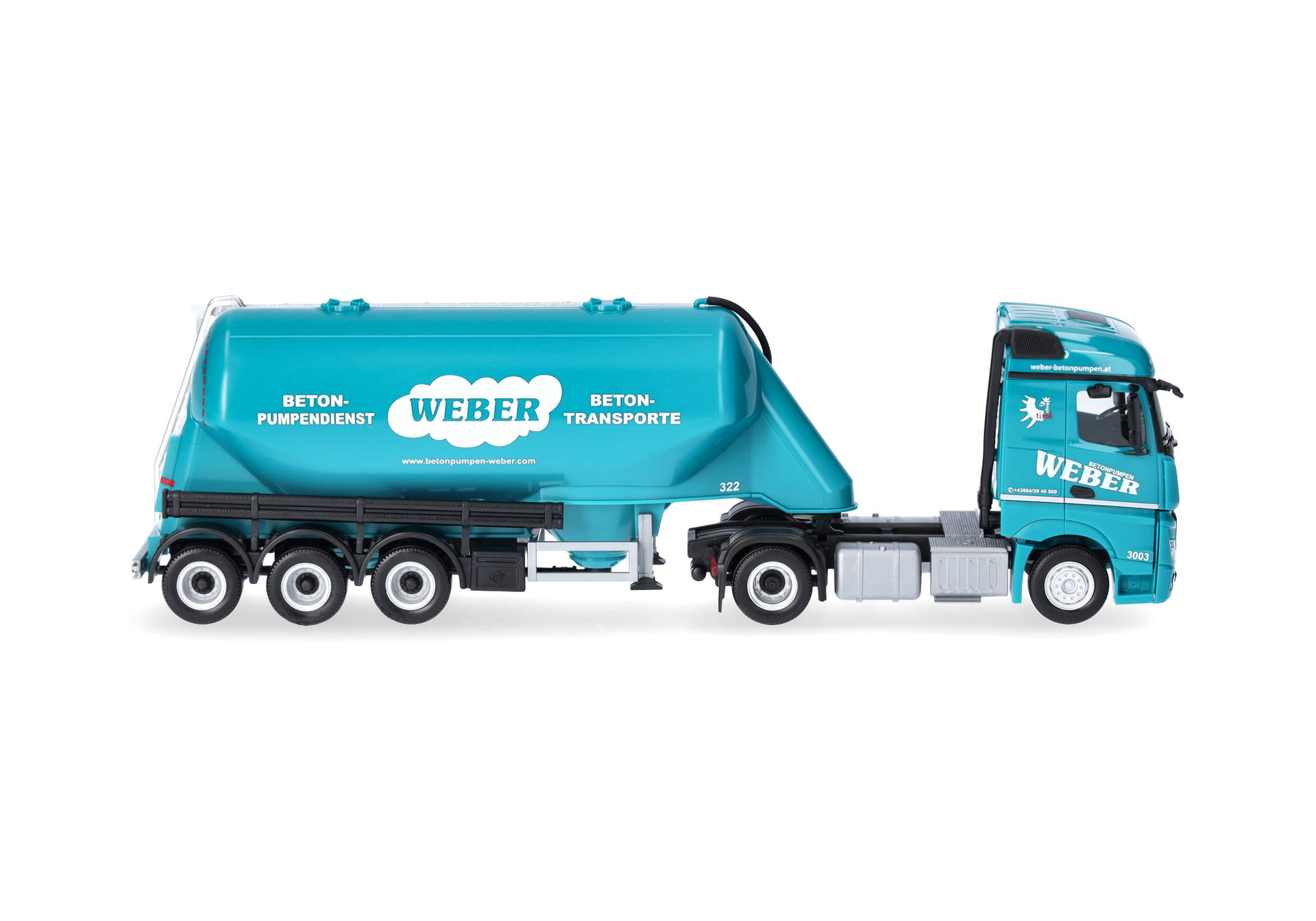 Herpa 320351 | MB Actros '18 Streamspace Eutersilo-Sattelzug | Weber Betonpumpen (A) | 1:87
