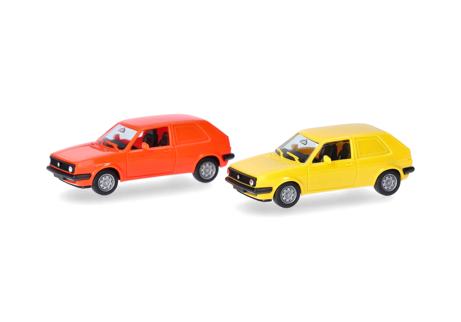 Herpa MiniKit 014281 | Volkswagen (VW) Golf II 2-türig, Kasten, leuchtrot und gelb | 1:87