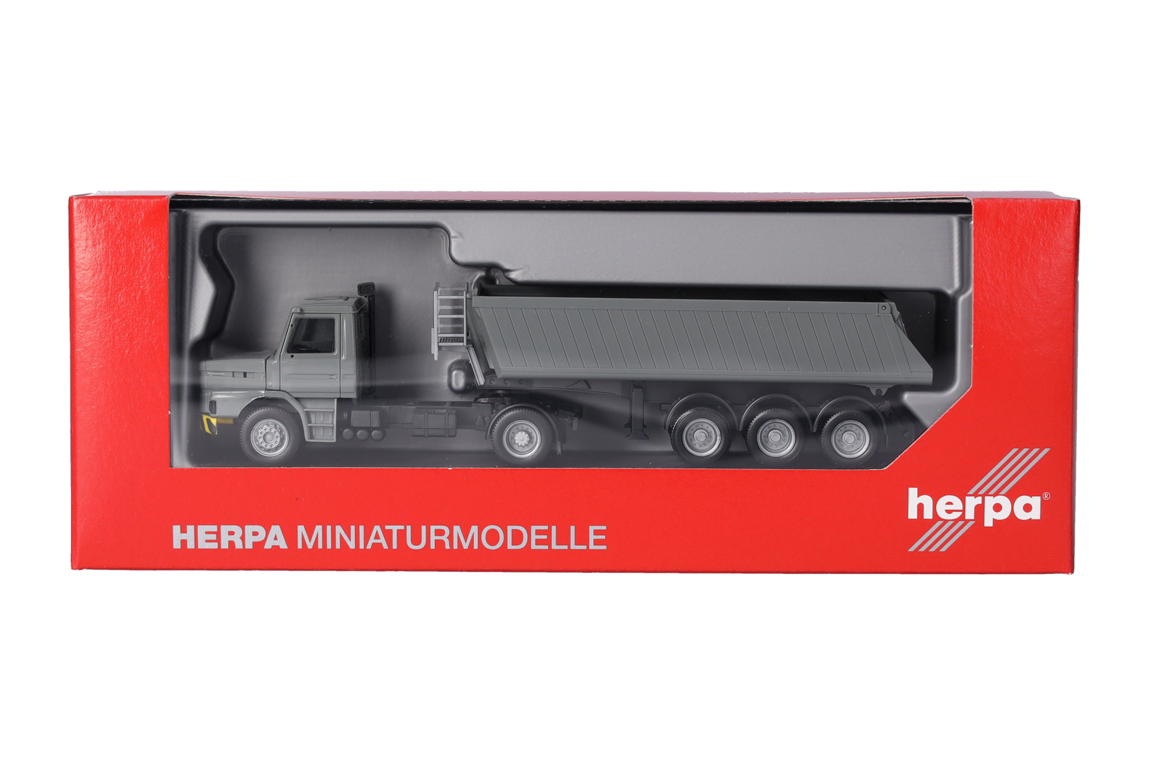 Herpa 319713 | Scania Hauber | Kipp-Sattelzug | grau/gelb | 1:87