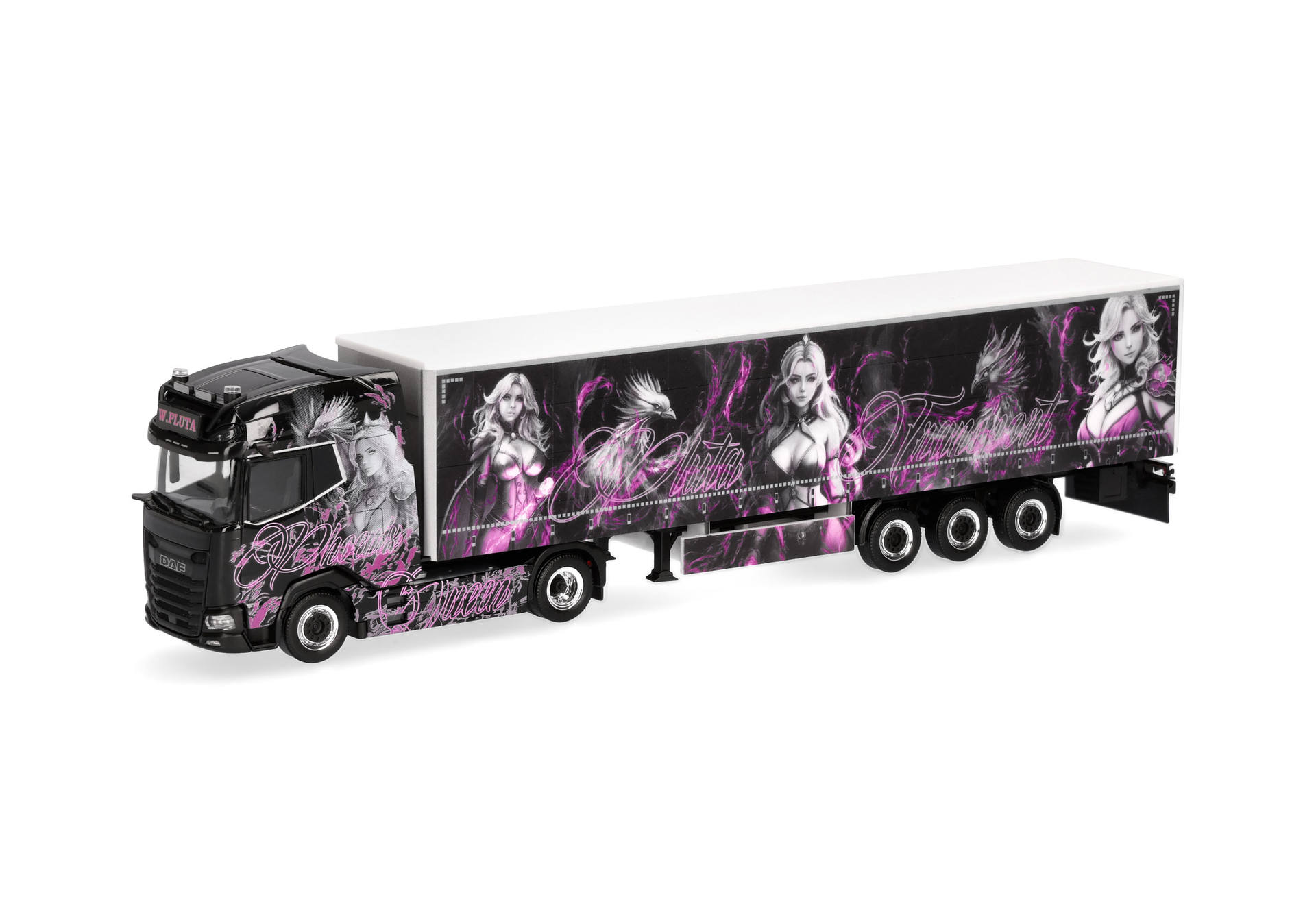 Herpa 320979 | DAF XG+|  Gardinenplanen-Sattelzug | Pluta/Phoenix Queen (PL) | 1:87