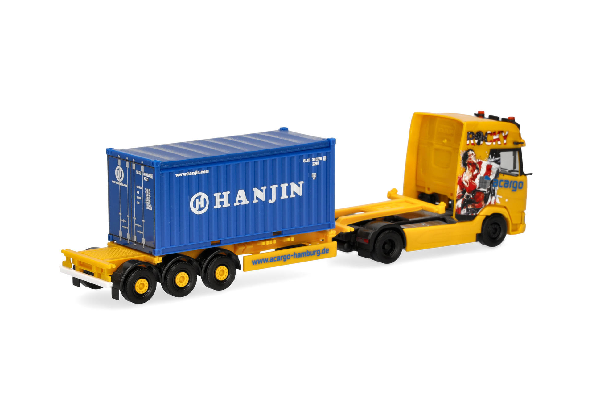 Herpa 320672 | DAF XG+ Container-Sattelzug | Acargo / 20 ft. Open Top Hanjin | 1:87