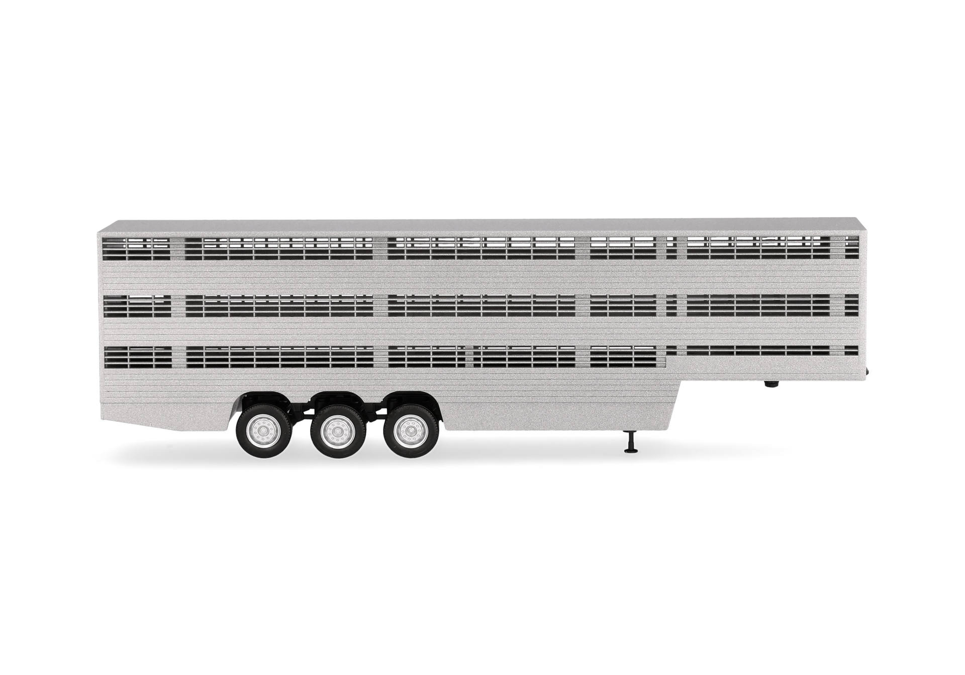 Herpa 076333-003 | Viehtransporterauflieger 3achs | silber lackiert | Chassis schwarz | 1:87