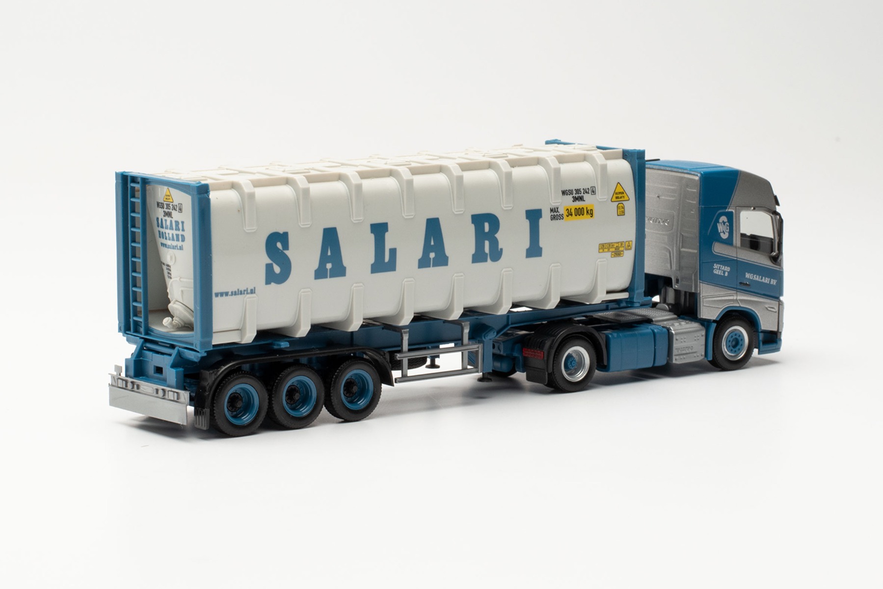 Herpa 314718 - Volvo FH Gl. 2020 30 ft. Bulkcontainer-Sattelzug/30 ft. bulkcontainer trailer - Salari (NL/Sittard). 1:87
