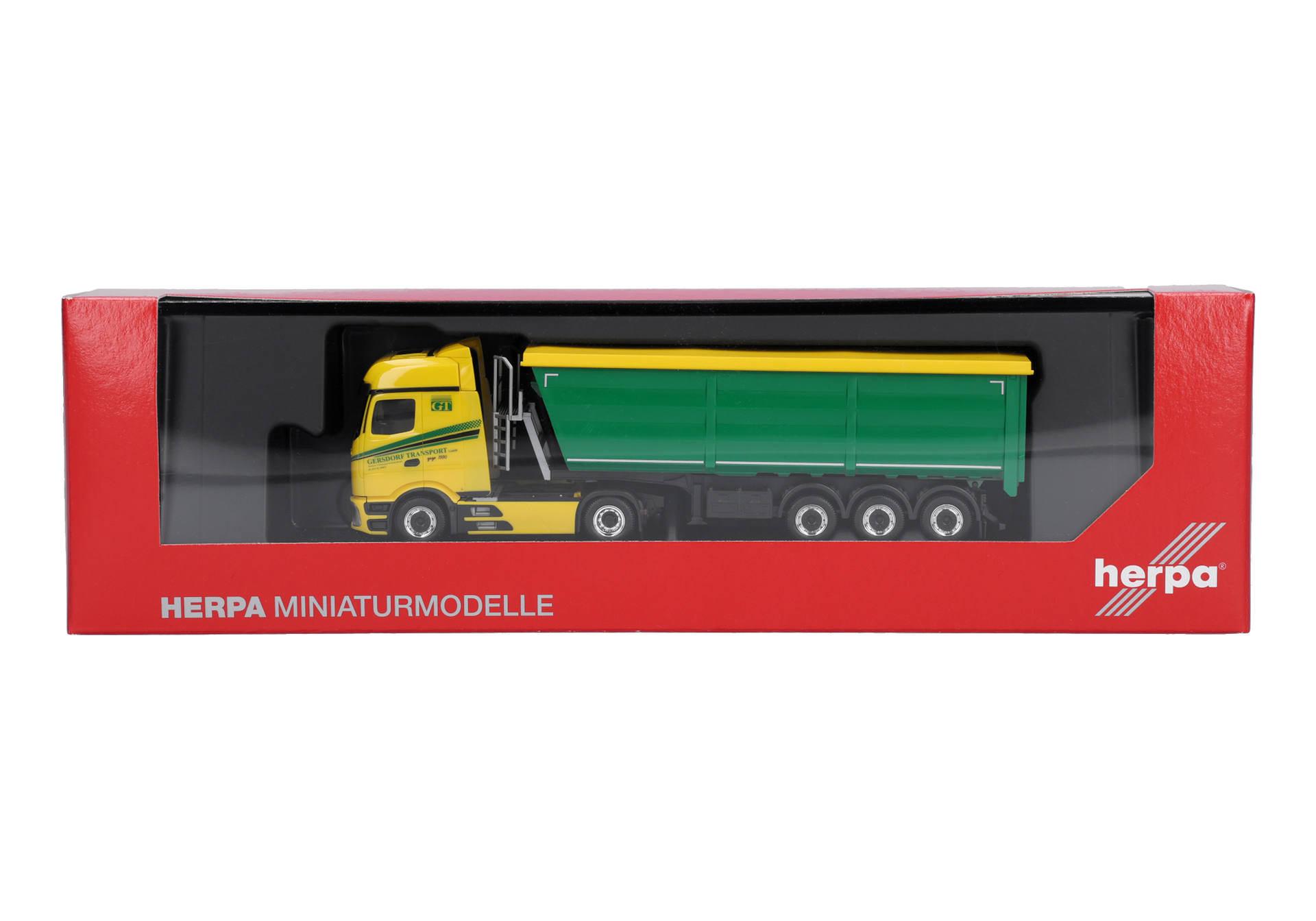 Herpa 321006 | MB Actros L ProCabin Bigspace | Stahlmulden-Sattelzug | Gersdorf Transport | 1:87