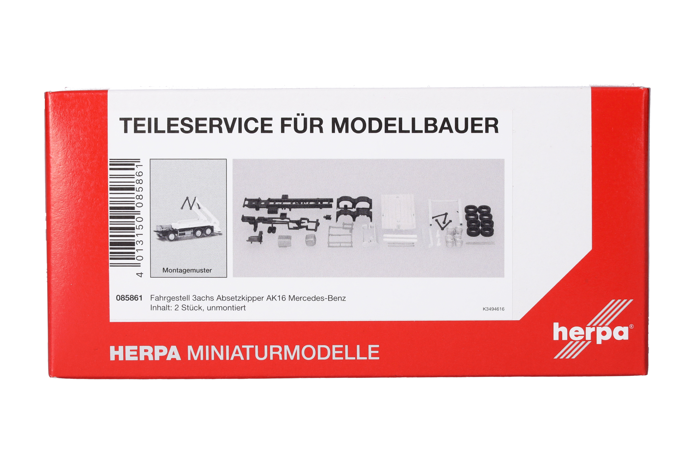 Herpa TS 085861 | Fahrgestell 3a Absetzkipper AK16 MB (ohne Fahrerhaus), 2 Stück) | 1:87
