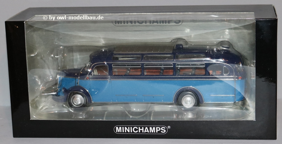 Minichamps 439360011 - Mercedes Benz O 3500 - 1950 - Hellblau/Dunkelblau. 1:43