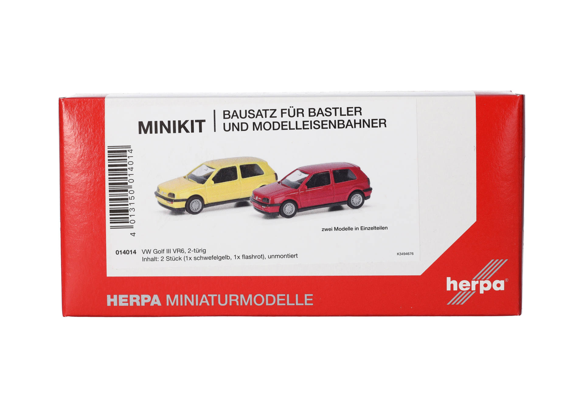 Herpa MiniKit  014014 | 2er-Set | VW Golf III VR6 2türig | Schwefelgelb/Flashrot | 1:87