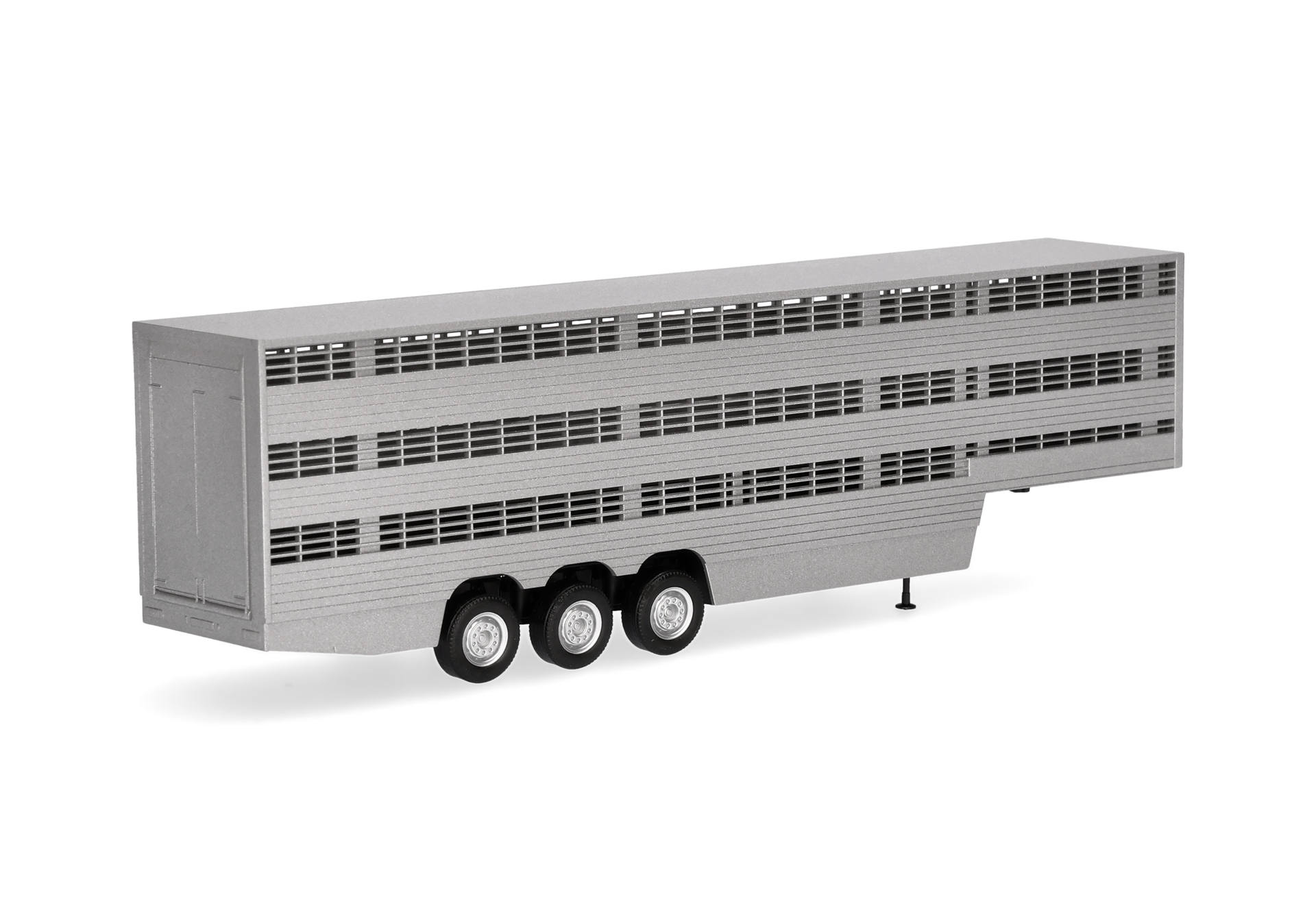Herpa 076333-003 | Viehtransporterauflieger 3achs | silber lackiert | Chassis schwarz | 1:87