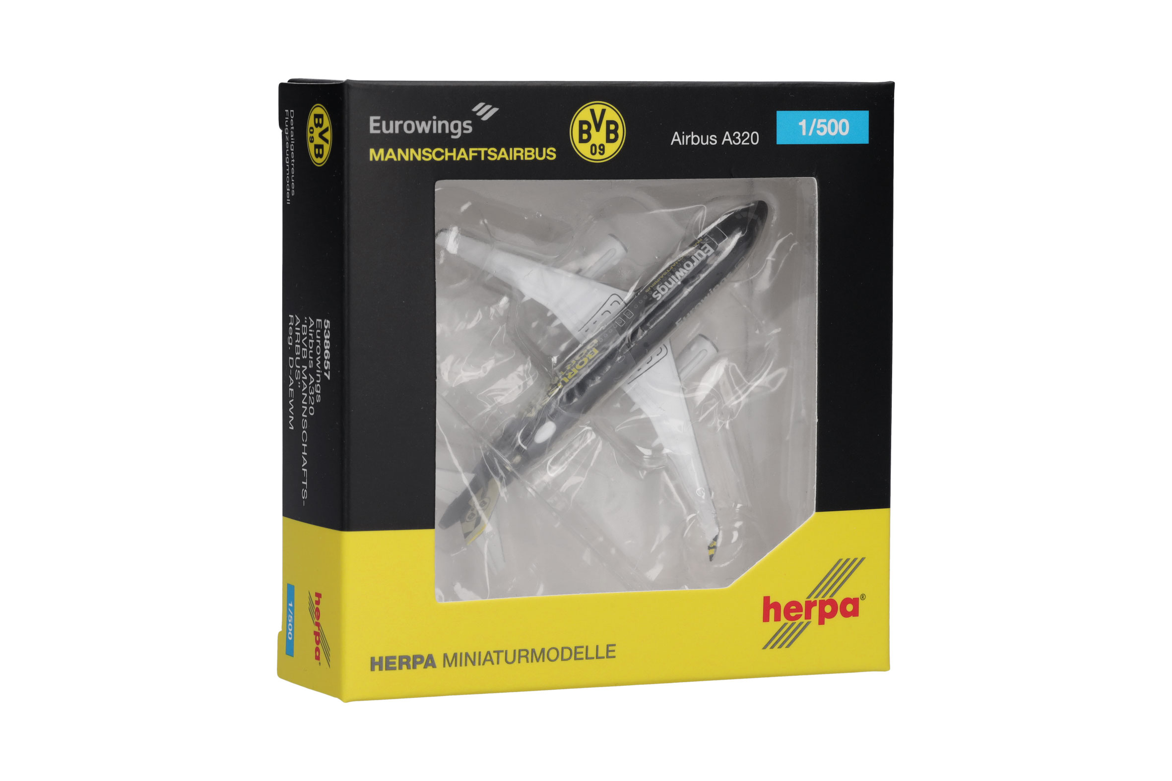 Herpa Wings 538657 | Eurowings Airbus A320 | BVB Mannschaftsairbus" (2025) | 1:500