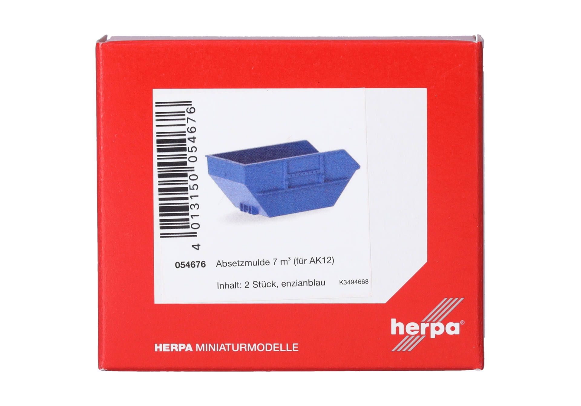 Herpa Zubehör 054676 | Absetzmulde 7m³ für AK12 | blau (2 Stück) | 1:87