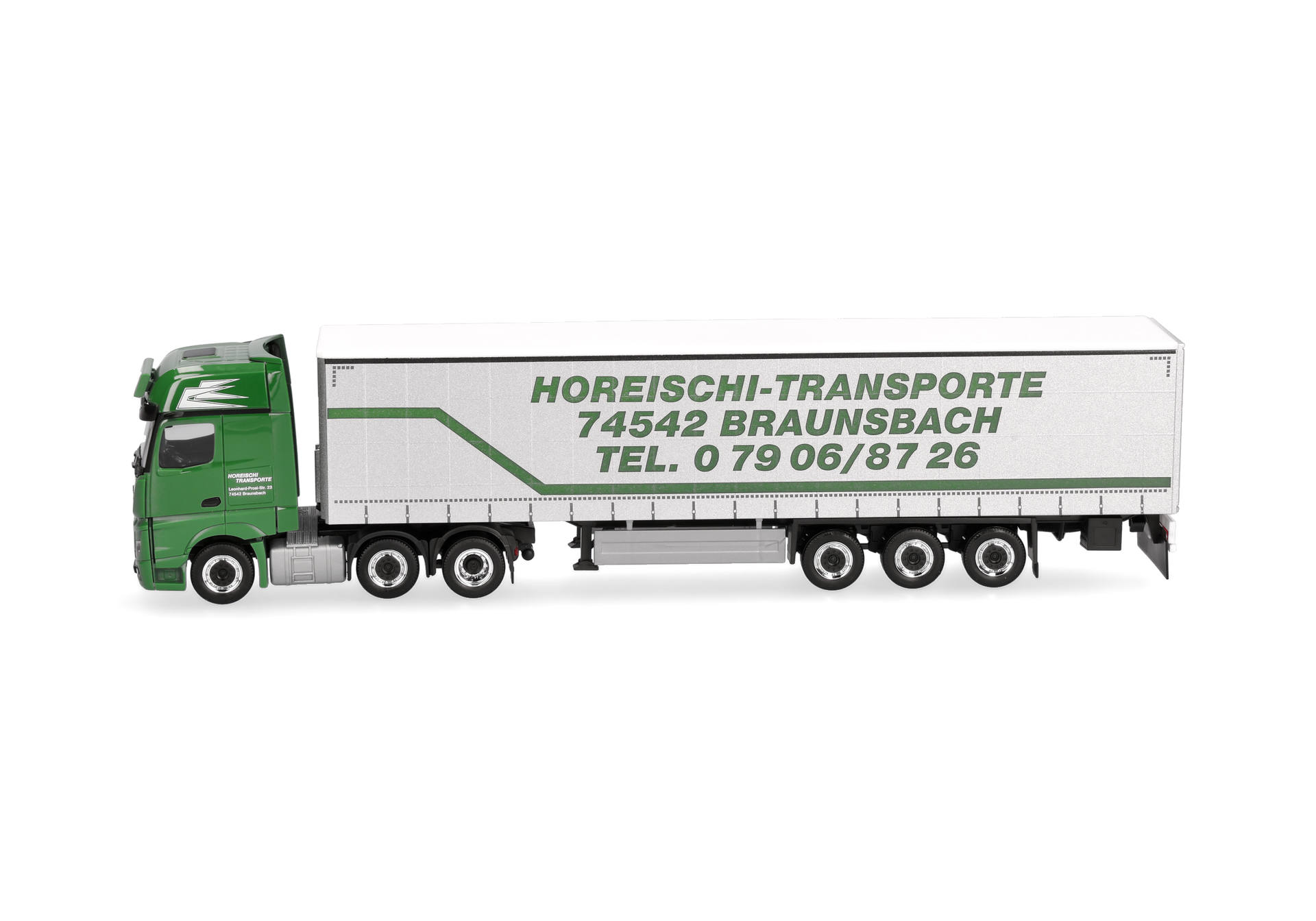 Herpa 320856 | MB Actros L Gigaspace Gardinenplanen-Sattelzug | Horeischi Transporte | 1:87