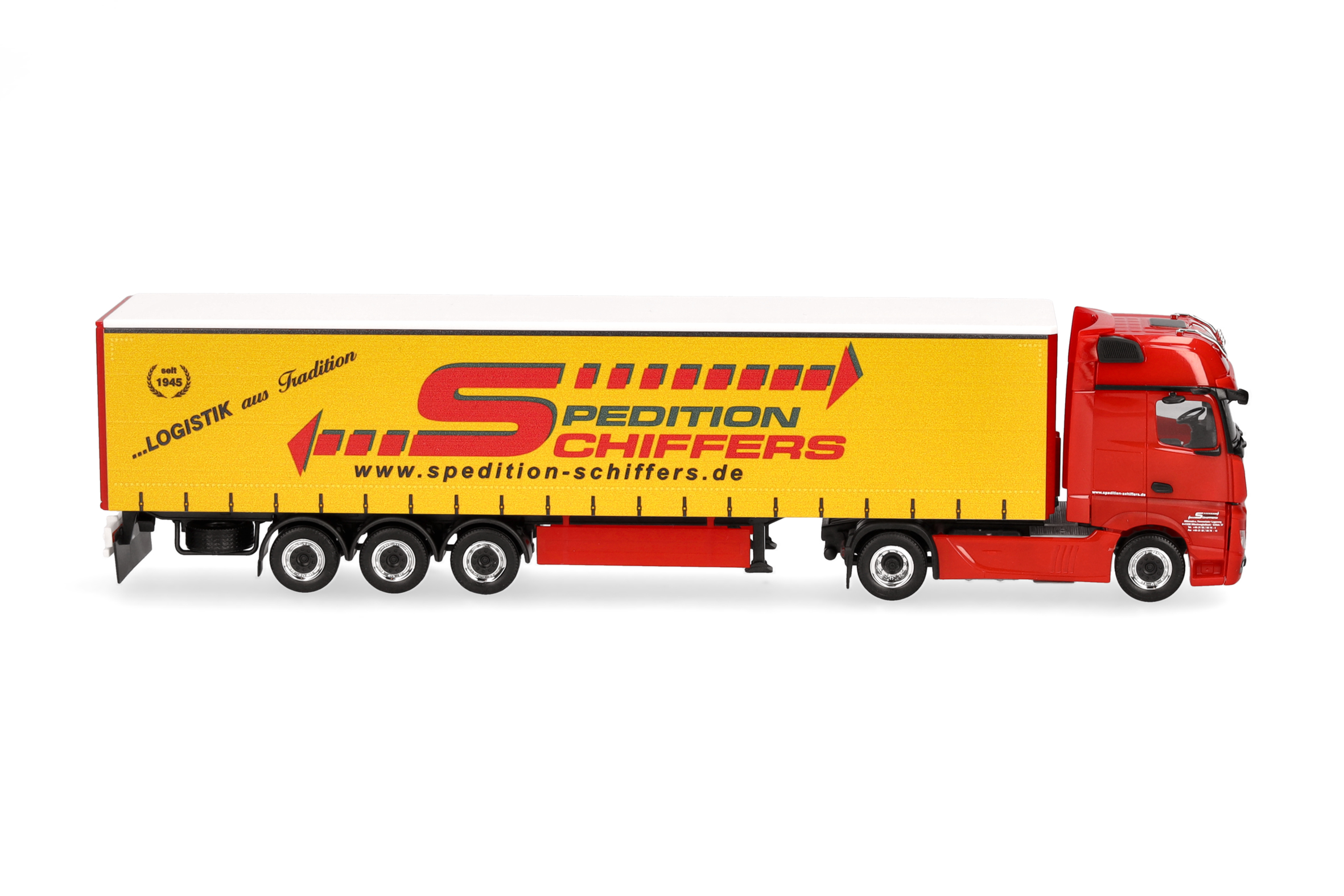 Herpa 319218 |  MB Actros Gigaspace Gardinenplanen-Sattelzug | Spedition Schiffers | 1:87