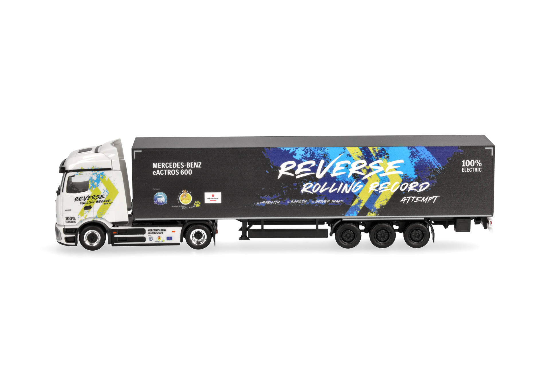 Herpa 961462 | MB eActros 600 ProCabin Streamspace Koffer-Sattelzug | Reverse Rolling Record | 1:87