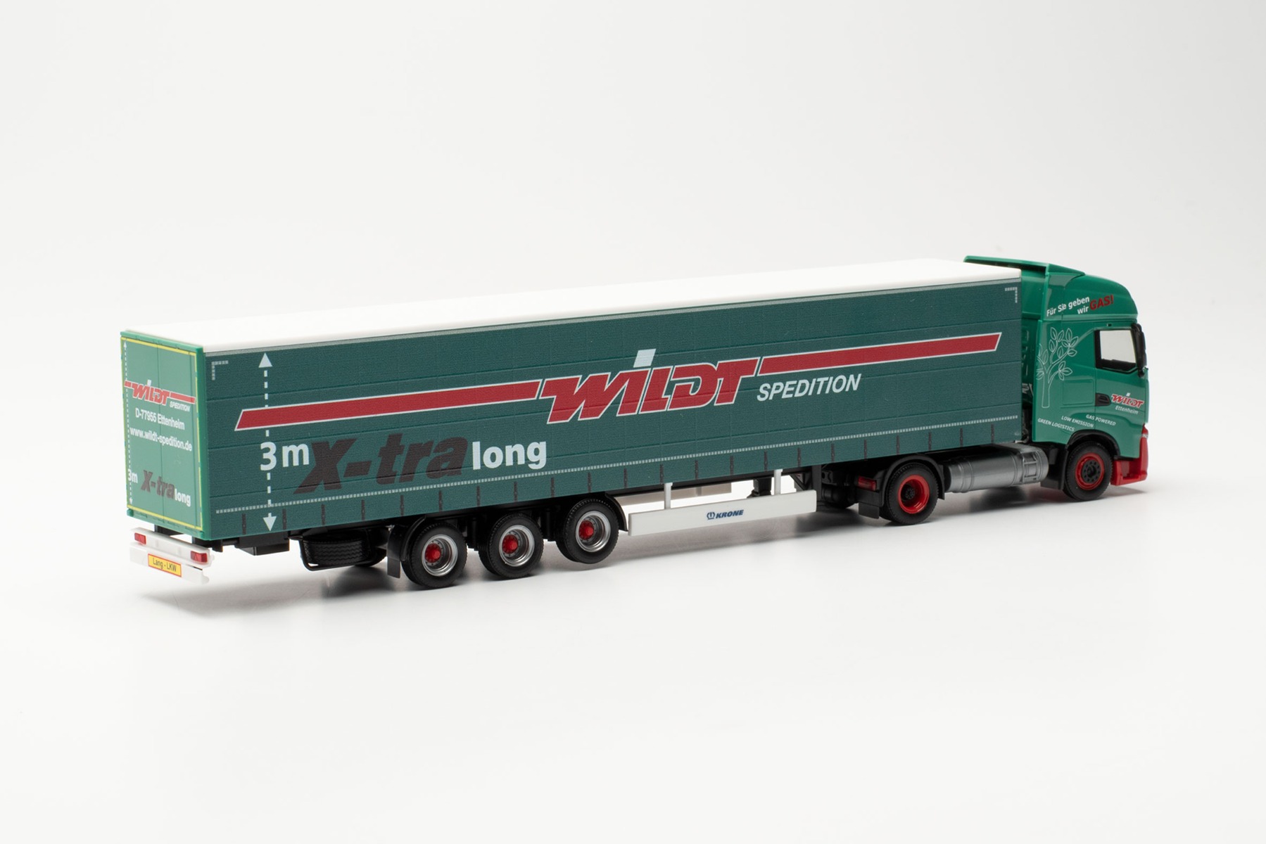 Herpa 314947 - Iveco S-Way LNG Gardinenplanen-Sattelzug 15 m - Wildt (Baden-Württemberg/Ettenheim). 1:87