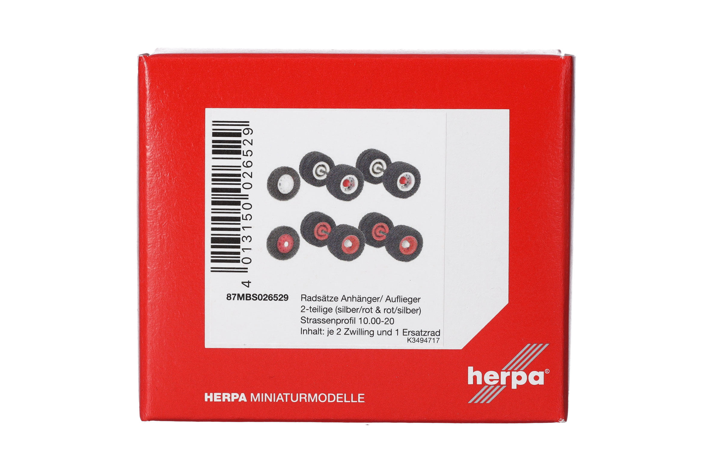 Herpa/Schwarz 87MBS026529 Radsätze Anhänger/ Auflieger 2-teilige Felgen, Reifen 10.00-20 mit Strassenprofil