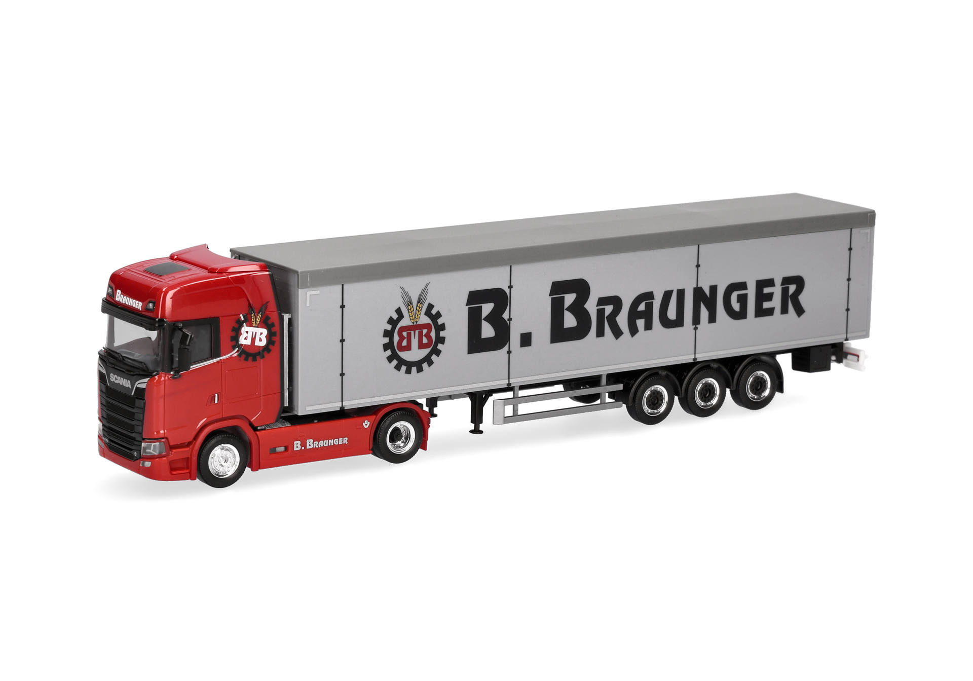 Herpa 321136 | Scania CS 20 Hochdach | Schubboden-Sattelzug | Braunger | 1:87