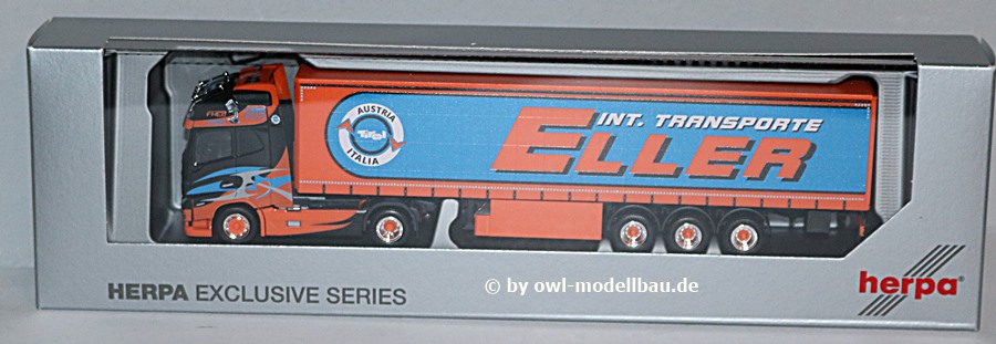 Herpa 950602 - Volvo FH 16 Gl. XL 2020 Gardinenplanen-Sattelzug - Eller Transporte. 1:87