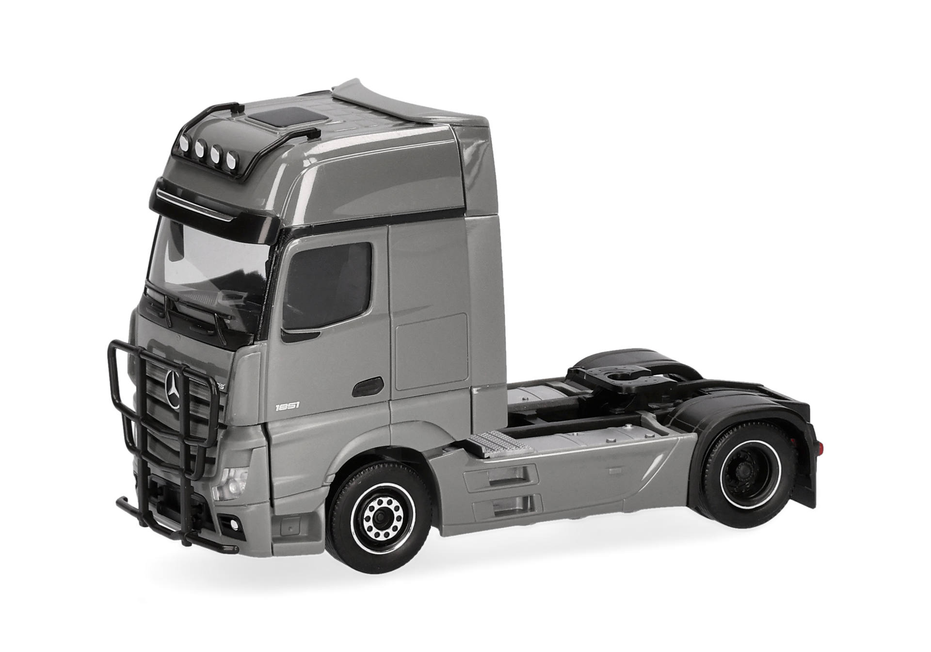 Herpa 311533-006 | Mercedes-Benz Actros '18 L Gigaspace | 2achs | Lampenbügel u. Rammschutz | grau | 1:87