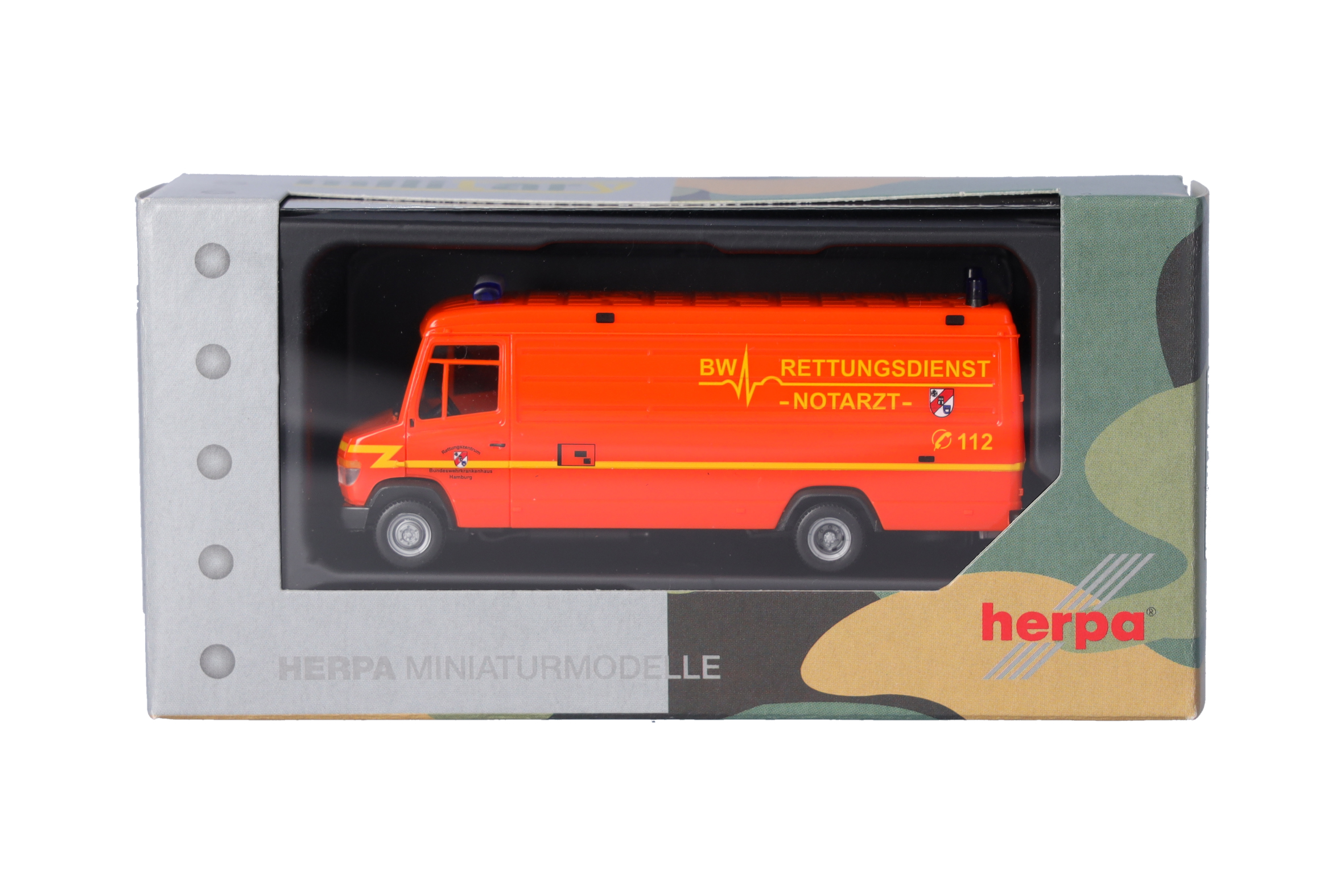 Herpa 700894 | MB Vario Kasten lang | BW Rettungsdienst / Notarzt Hamburg | 1:87