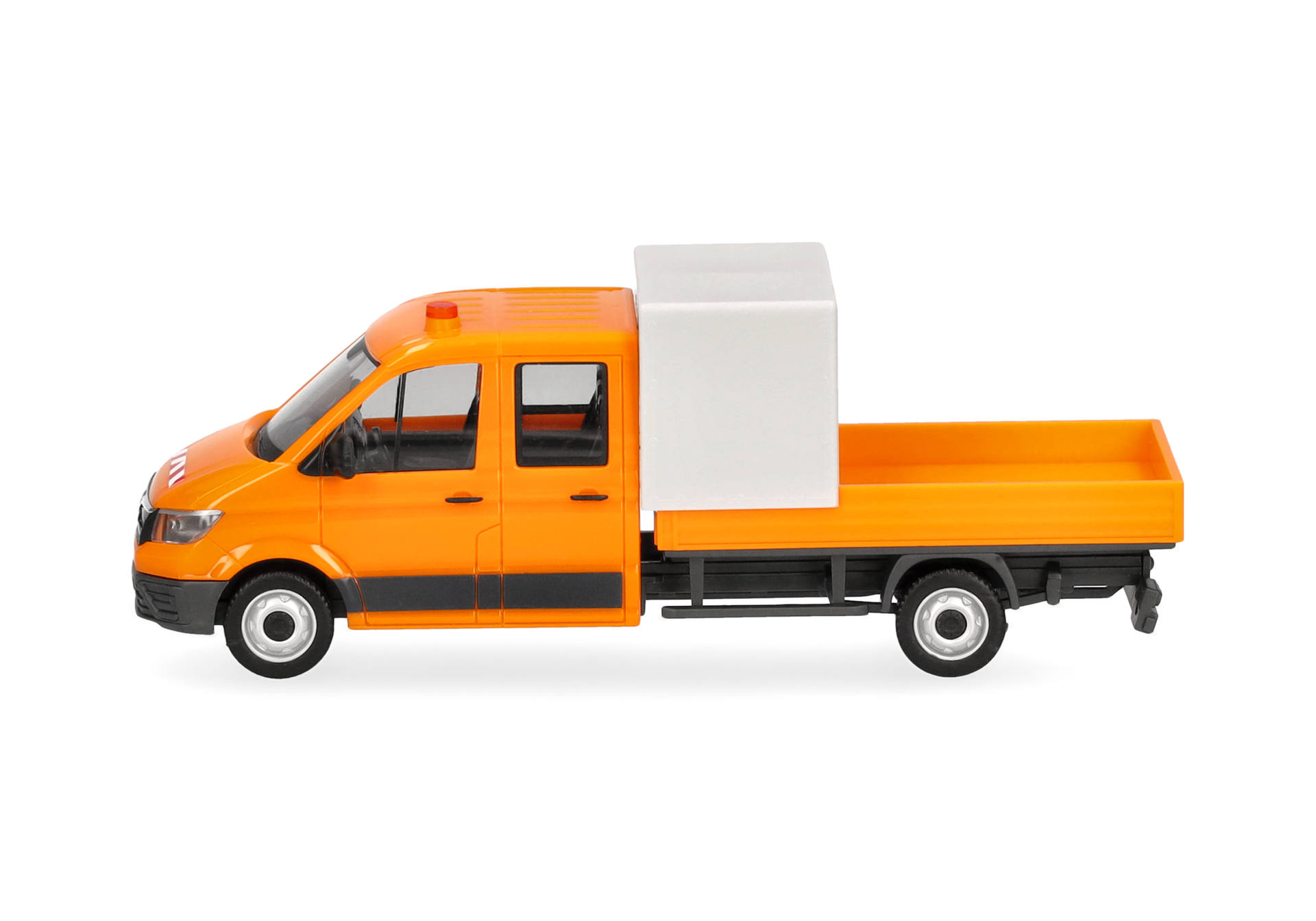 Herpa 099141 | MAN TGE Doppelkabine | Pritsche u. Halbplane | Baustellenabsicherung | kommunalorange | 1:87
