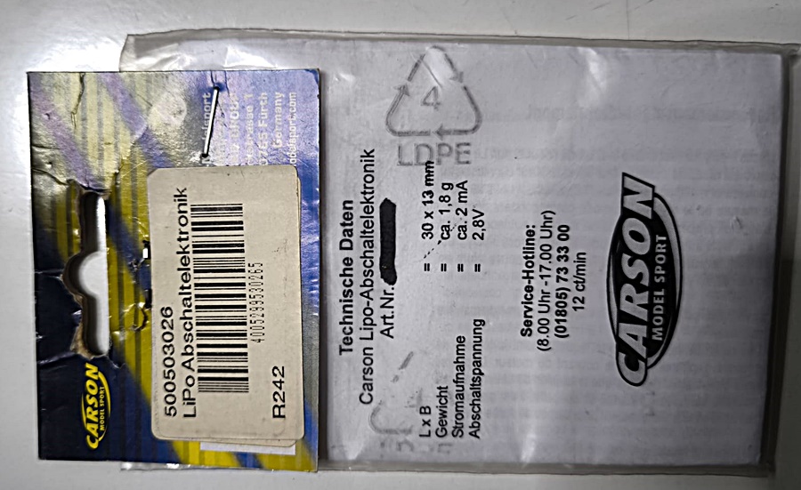 Carson 500503026 - Lipo Abschaltelektronik