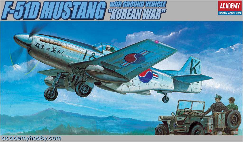 2205 Academy - F-51 D MUSTANG Korean War  + Jeep 1:72   #