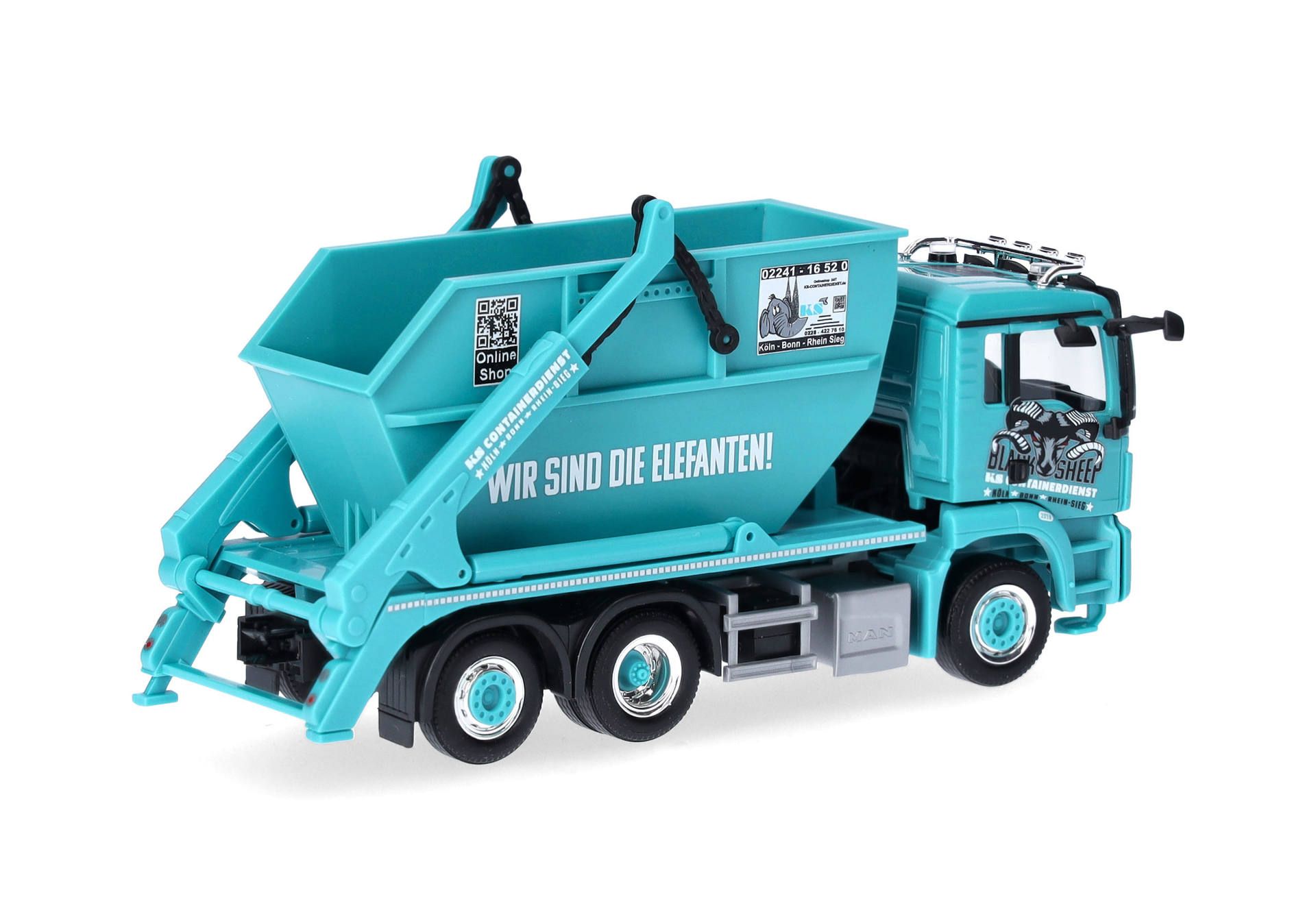 Herpa 317641 | MAN TGX GX | MAN TGS M Euro6c | Absetzkipper AK 16 | KS Containerdienst/Black Sheep | 1:87
