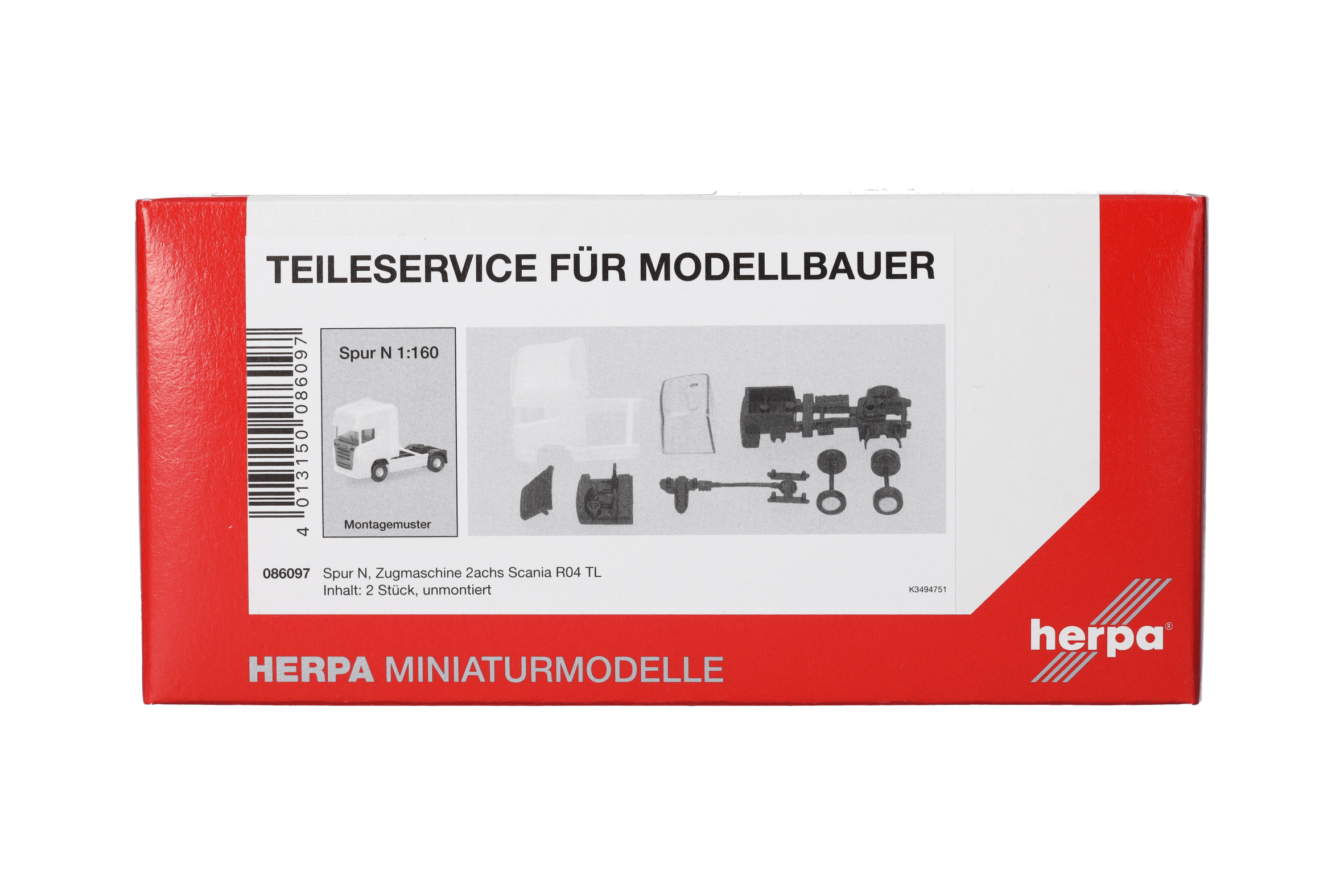 Herpa Teileservice 086097 | Zugmaschine 2achs Scania R TL (2004 | Spur N | 1:160